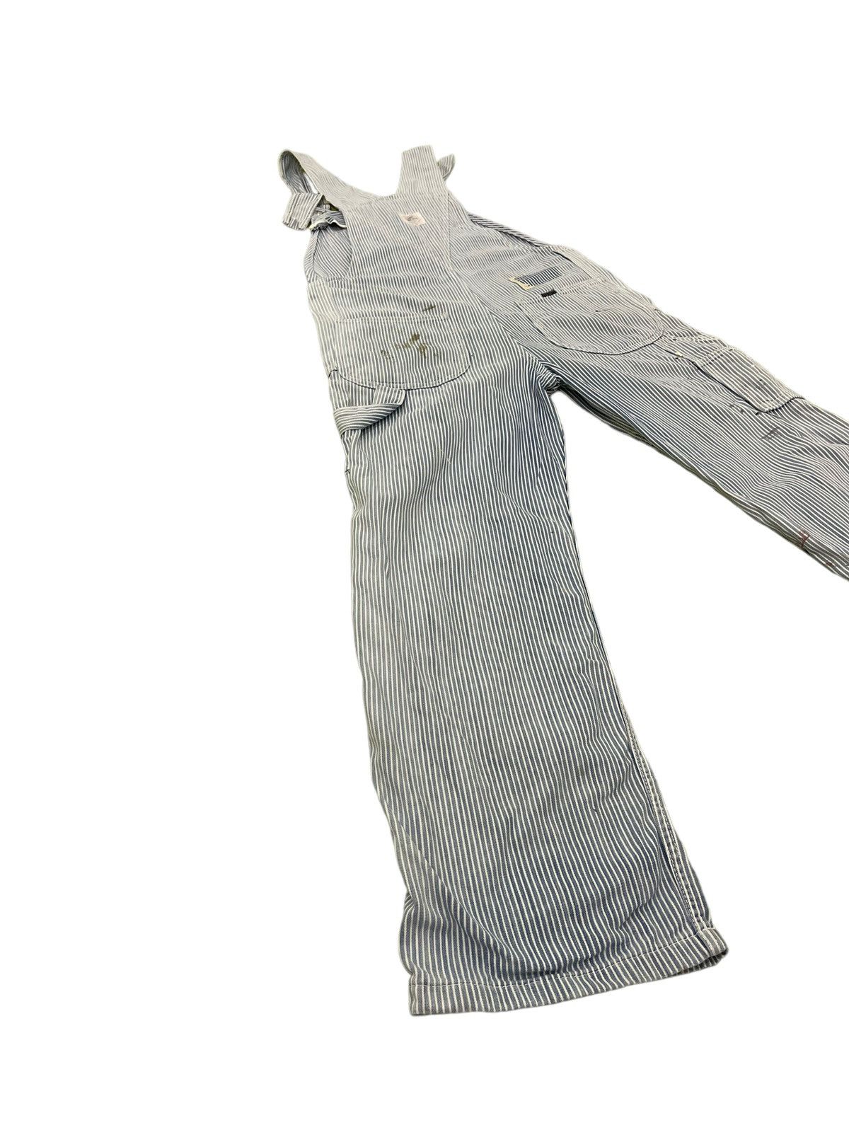 Edwin Hickory Overalls Vtg 90s Edwin Japan Paint Splashed 7🟦3 Size US 35 - 12 Thumbnail