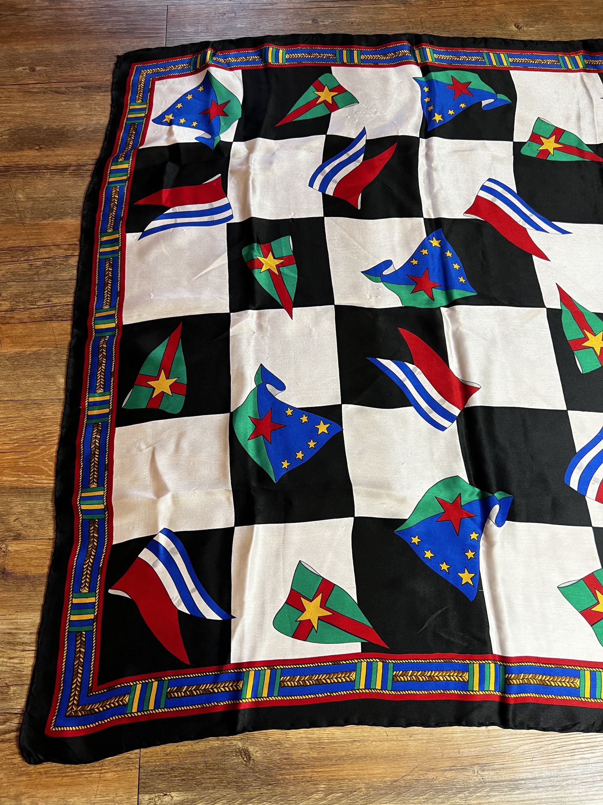 Bill Blass Vintage 1980's-1990's Bill Blass Branded Flag Print Scarf Size ONE SIZE - 4 Thumbnail