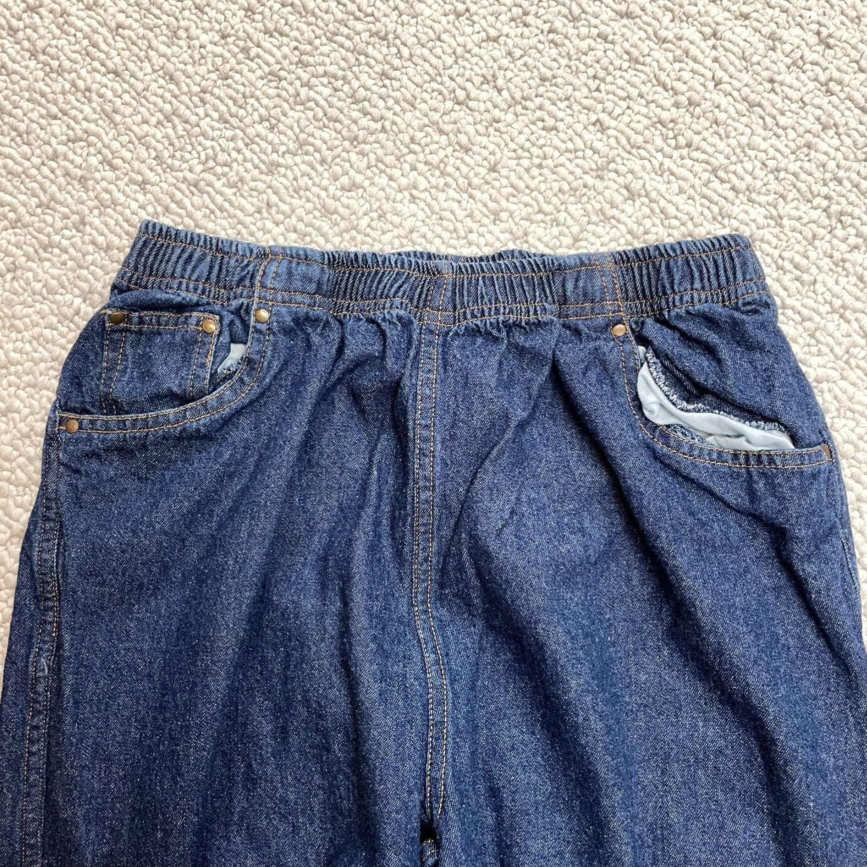Denime Rebecca Malone Jeans Womens Medium Blue Denim Dark Wash Elastic Waist 25x27 Pant Size 32" / US 10 / IT 46 - 6 Thumbnail