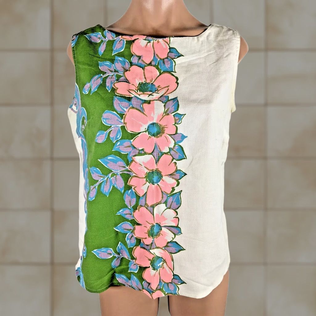 Vintage VINTAGE 60s Neon Boho Shirt Hippie Mod Floral Psychedelic Boxy Sz M/L Size M / US 6-8 / IT 42-44 - 1 Thumbnail