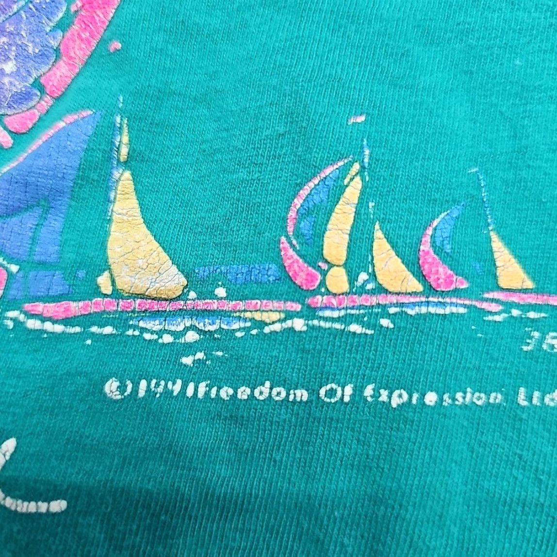 Hanes VINTAGE Hanes Single Stitch Shirt L Men Crew Neck 1991 Mackinac Island Michigan Sailing Sail Boat Pastel Blue Size US L / EU 52-54 / 3 - 3 Thumbnail