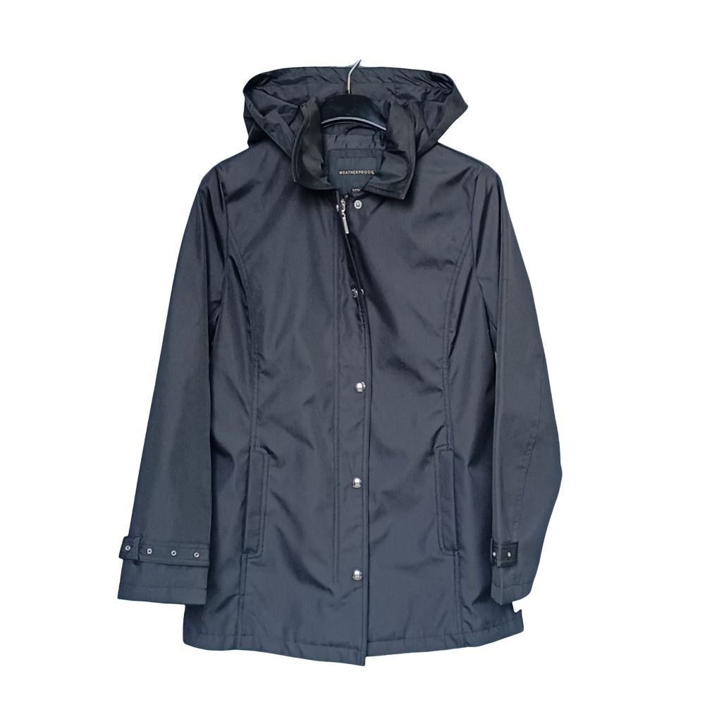 Weatherproof ⭐Black Hooded Raincoat Women's Small Windbreaker Mid-Weight Size S / US 4 / IT 40 - 2 Thumbnail