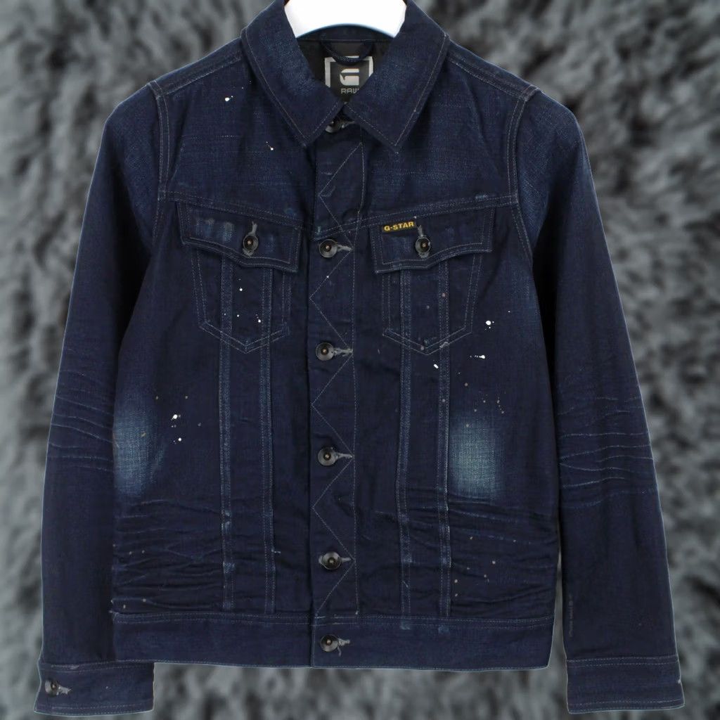 G-Star G-Star Slim Tailor Jacket Men Small Denim Faded Painted Whiskers Button Up Jacket Size US S / EU 44-46 / 1 - 1 Thumbnail