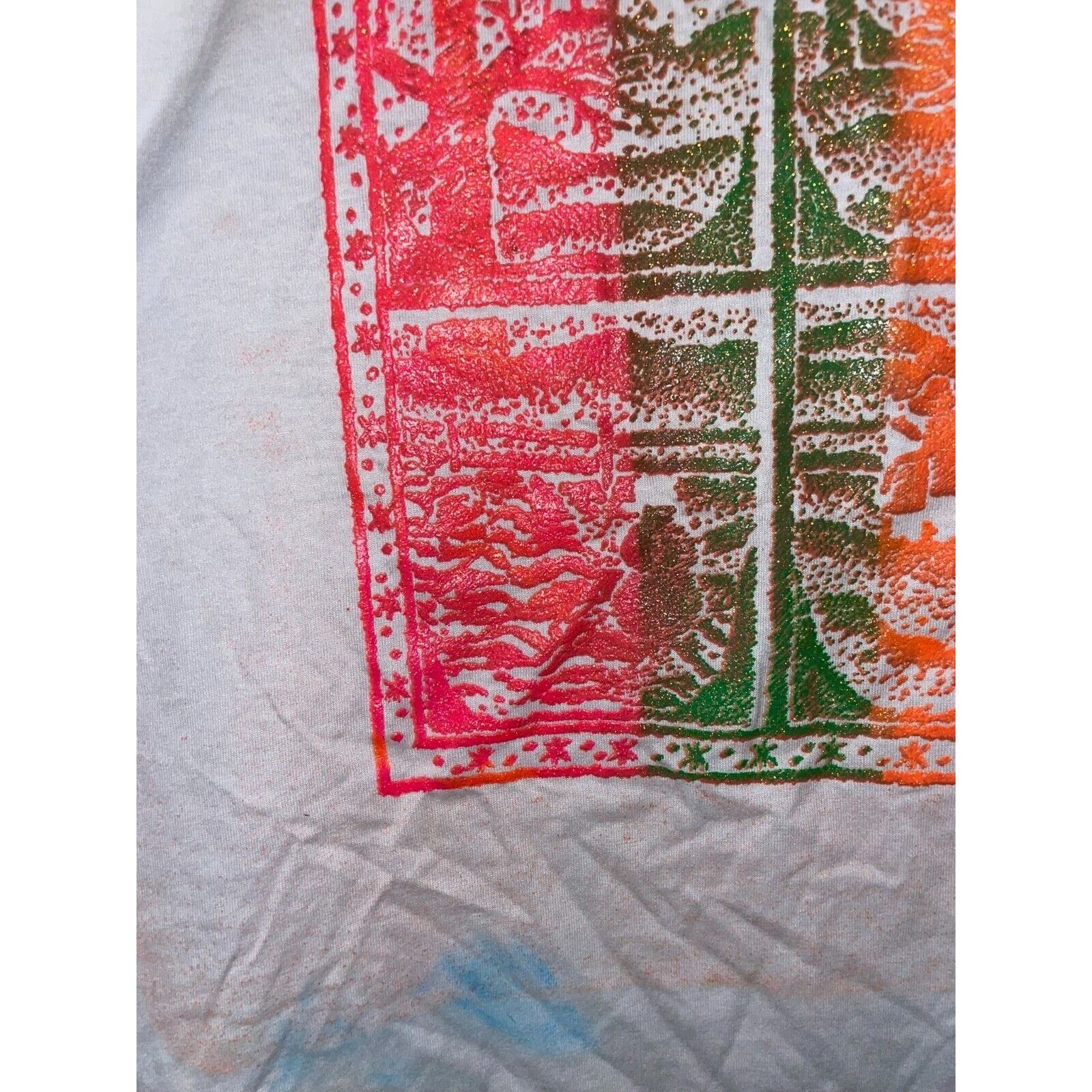 Jerzees Vintage Tree Shirt Red Green Orange Forest Tee Nature Medium Size US M / EU 48-50 / 2 - 5 Thumbnail