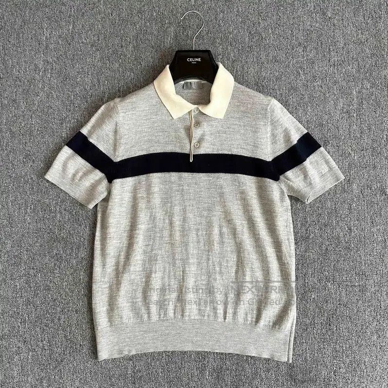 Dior Dior Gray Wool Short-Sleeve Polo Shirt . Size US L / EU 52-54 / 3 - 1 Thumbnail