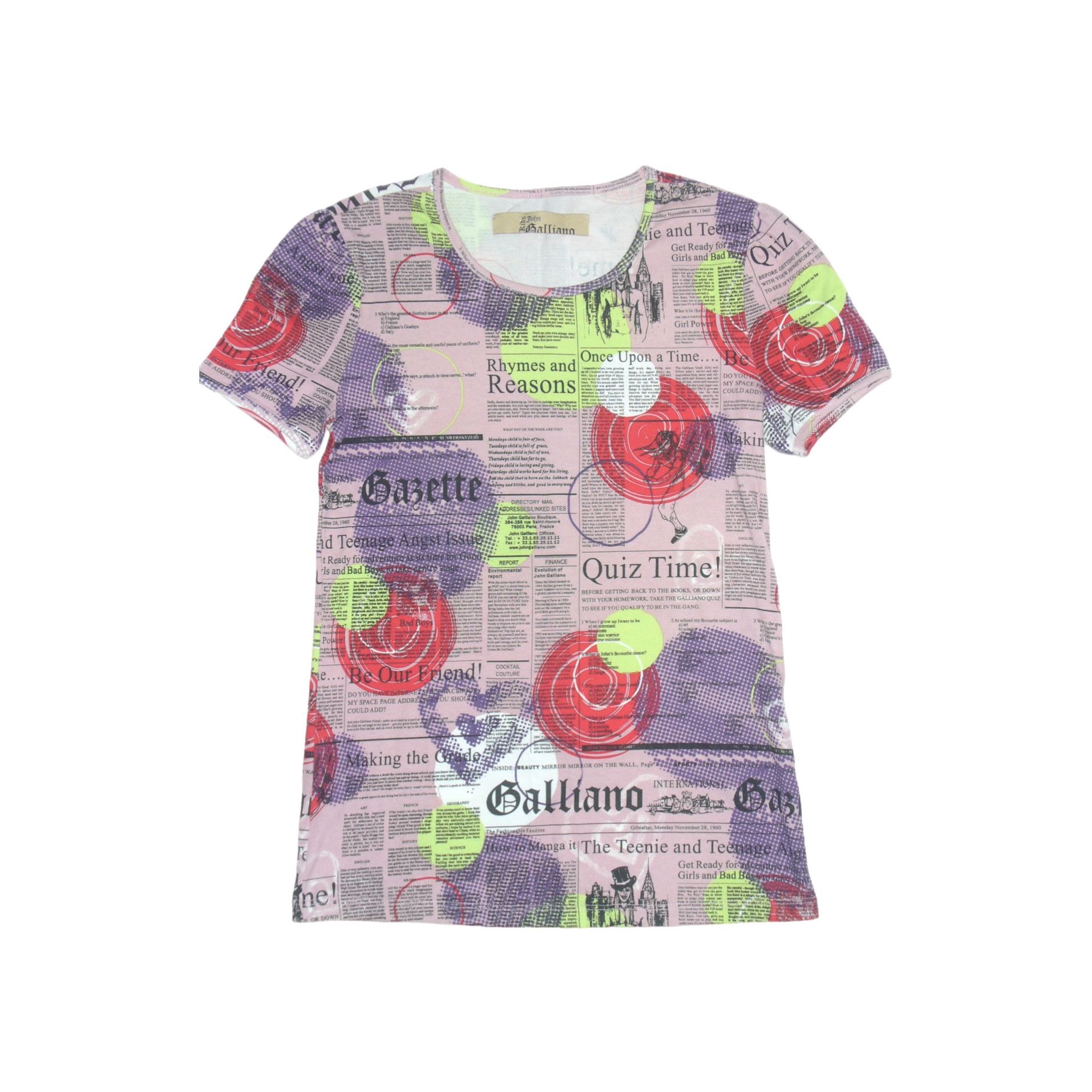 John Galliano John Galliano pink newspaper print tee Size XS / US 0-2 / IT 36-38 - 4 Thumbnail