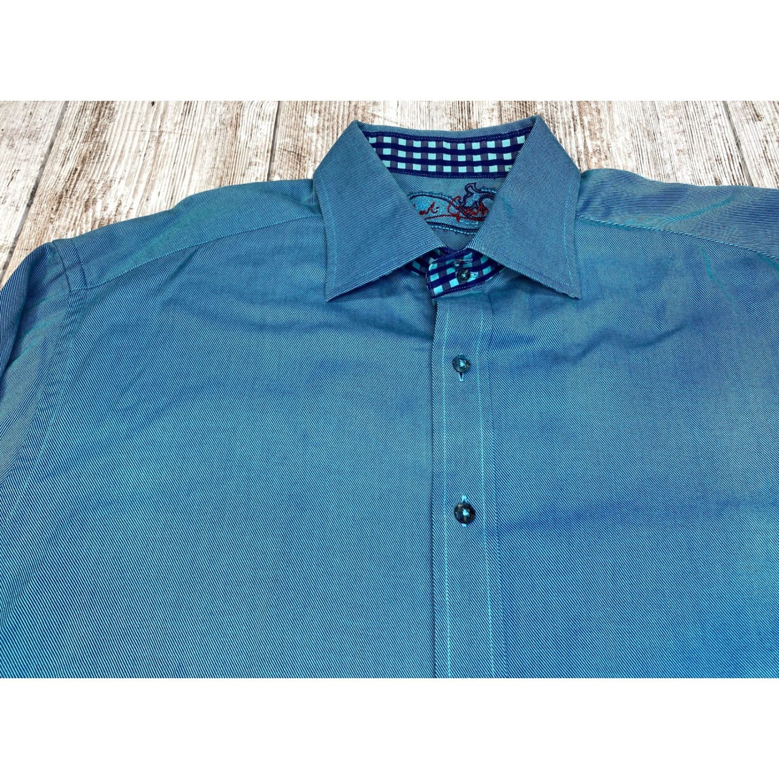Robert Graham Robert Graham Button Down Shirt Men's 2XL Teal 100% Cotton 7298 Size US XXL / EU 58 / 5 - 5 Thumbnail