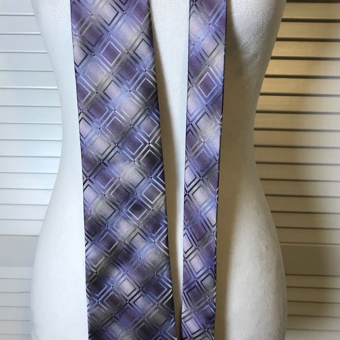 Stafford Stafford Purple Geometric Silk Classic Wide Men Necktie Size ONE SIZE - 3 Thumbnail