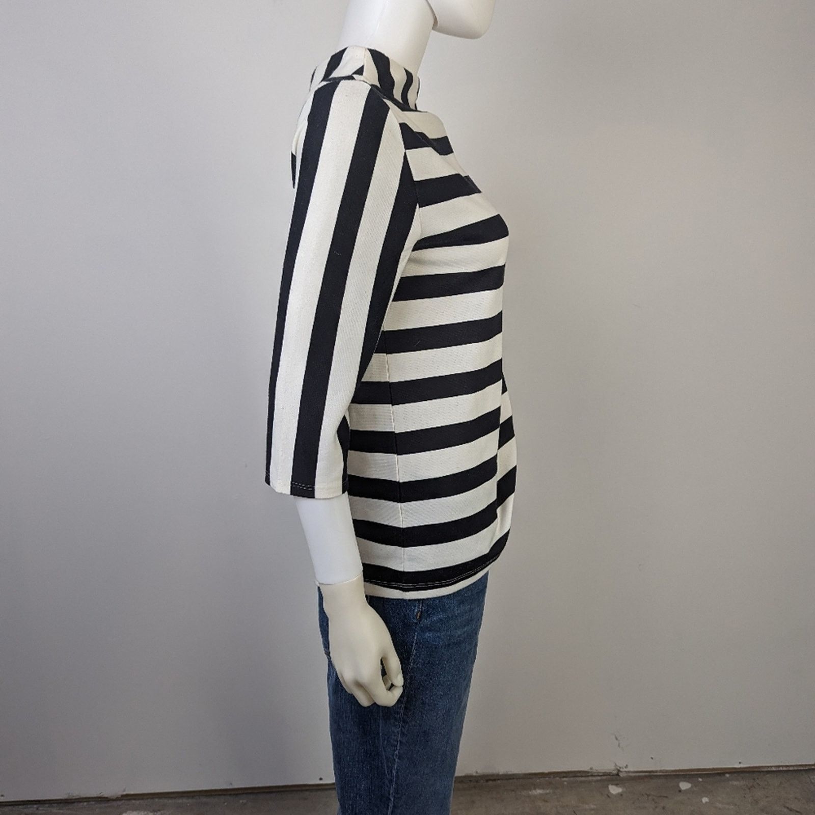 Anthropologie Anthropology Striped Mock Neck Shirt - S Size S / US 4 / IT 40 - 2 Thumbnail