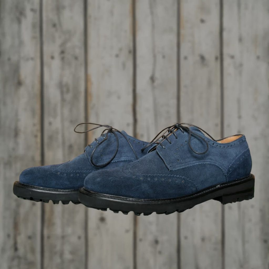 Angelo Nardelli ANGELO NARDELLI Blue Suede Wingtip Oxford Shoes EUR 42 US 9 Mens Leather Suede Oxford Wingtip Casual Lace Up Navy Blue Size US 9 / EU 42 - 1 Thumbnail