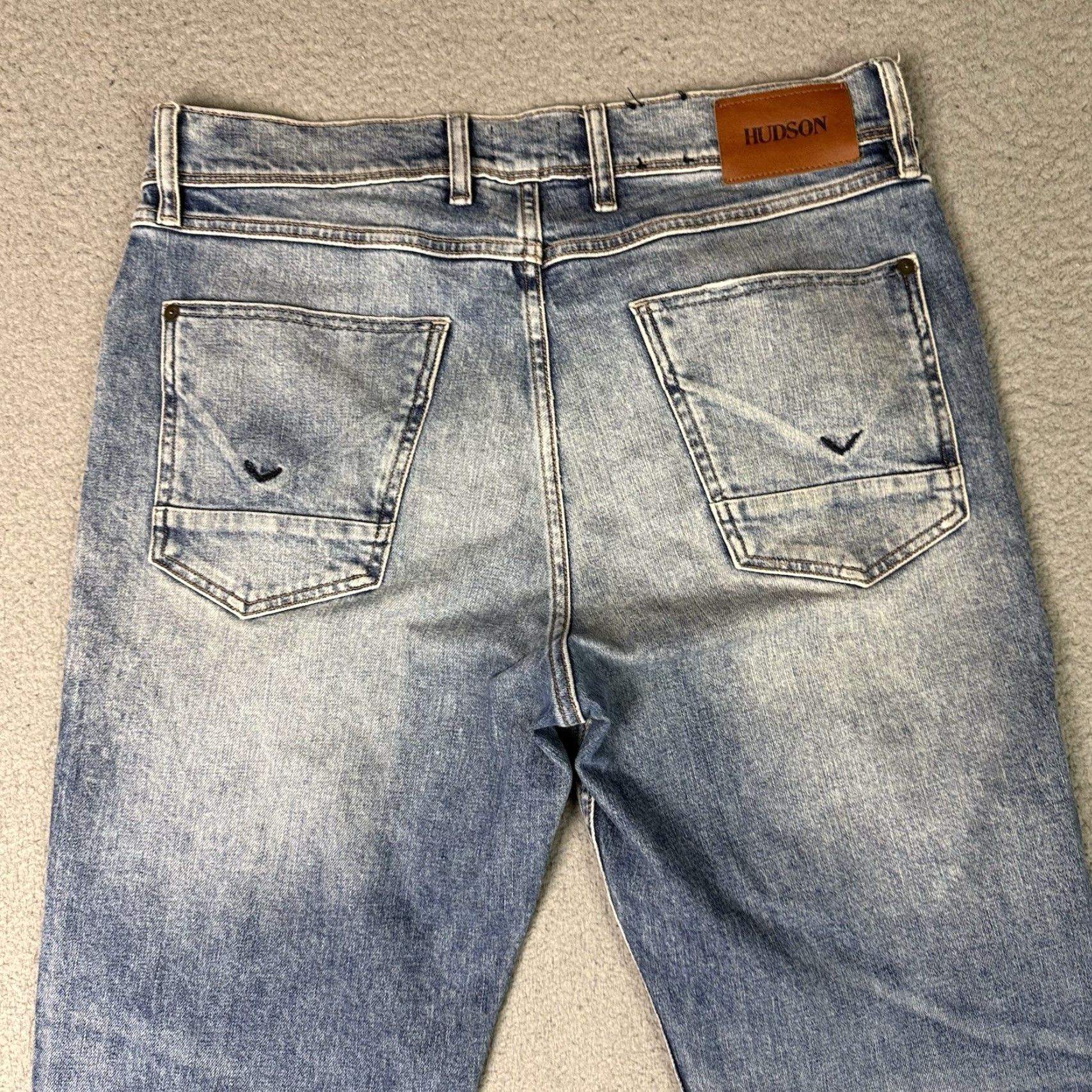 Hudson VINTAGE Hudson Jeans Mens 33 Blue Relaxed Sartor Skinny Zip Fly Stretch Distressed Rare Jeans Mens XS? Size US 33 - 6 Thumbnail