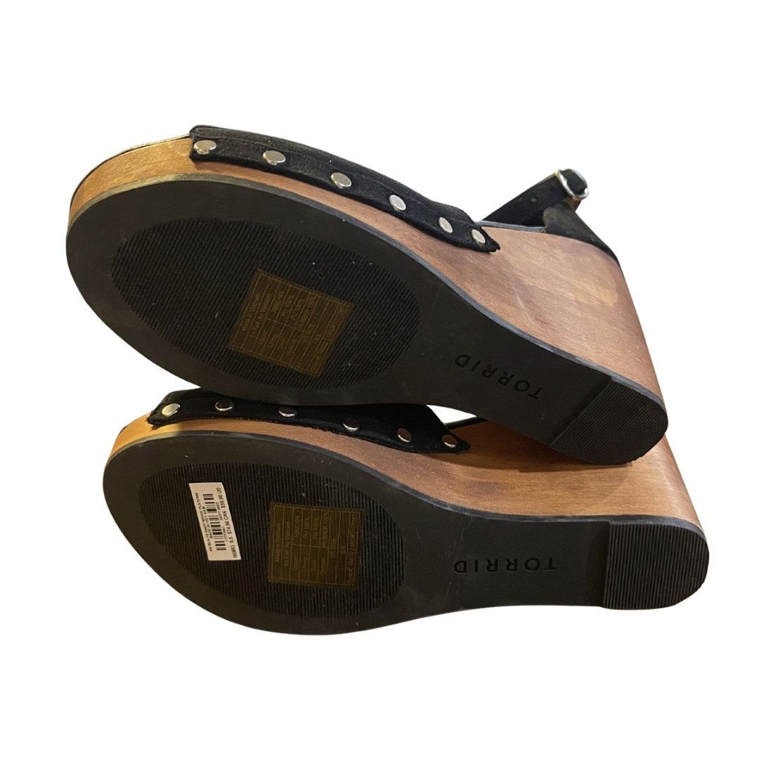 Torrid Knotted Suede Platform Wedge Sandals Studded Wooden Heel 8.5 Size US 8.5 / IT 38.5 - 3 Thumbnail