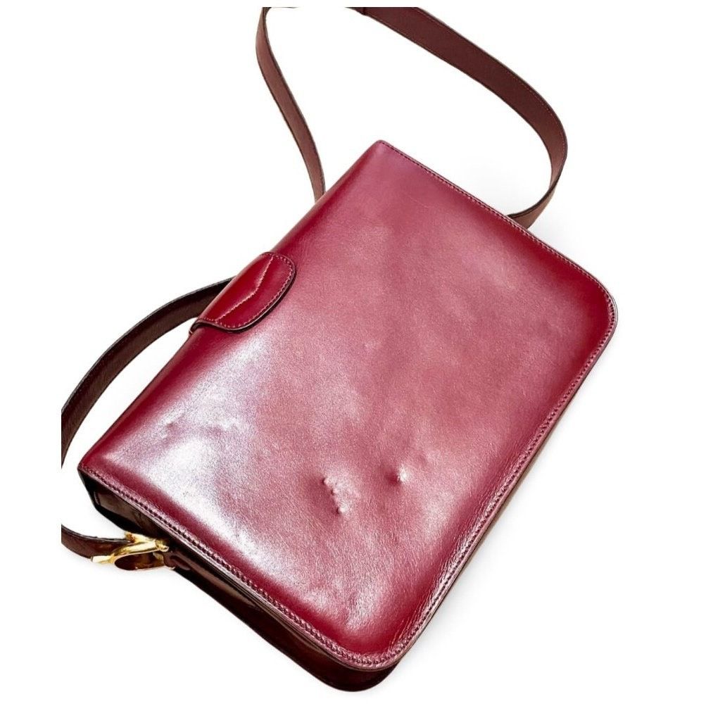 Celine Vintage CELINE wine Bordeaux leather shoulder bag with logo Size ONE SIZE - 3 Thumbnail
