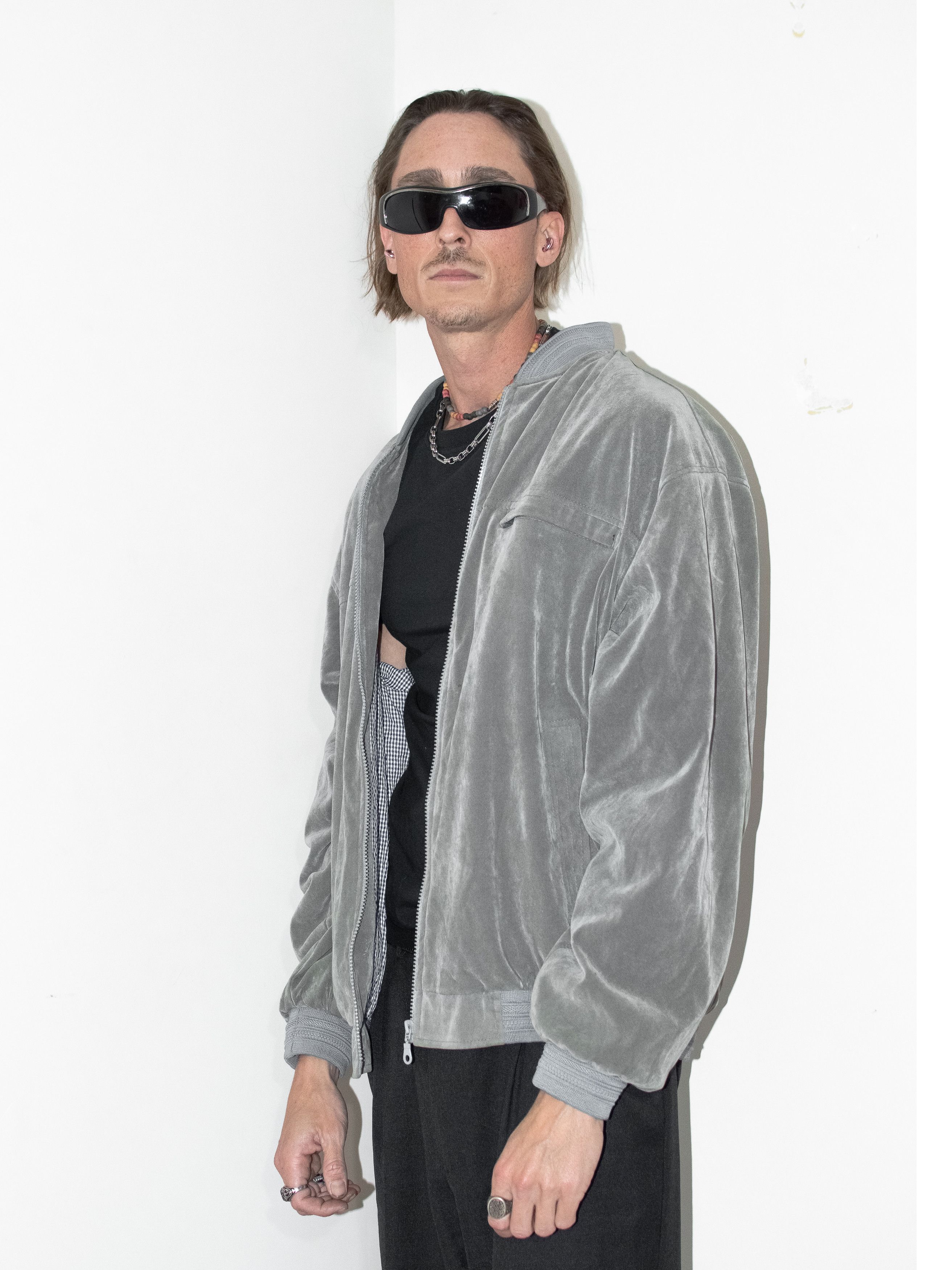 Designer × Vintage Vintage 80s Zip Up Lightweight Grey Faux Suede Bomber Jacket Size US XL / EU 56 / 4 - 3 Thumbnail
