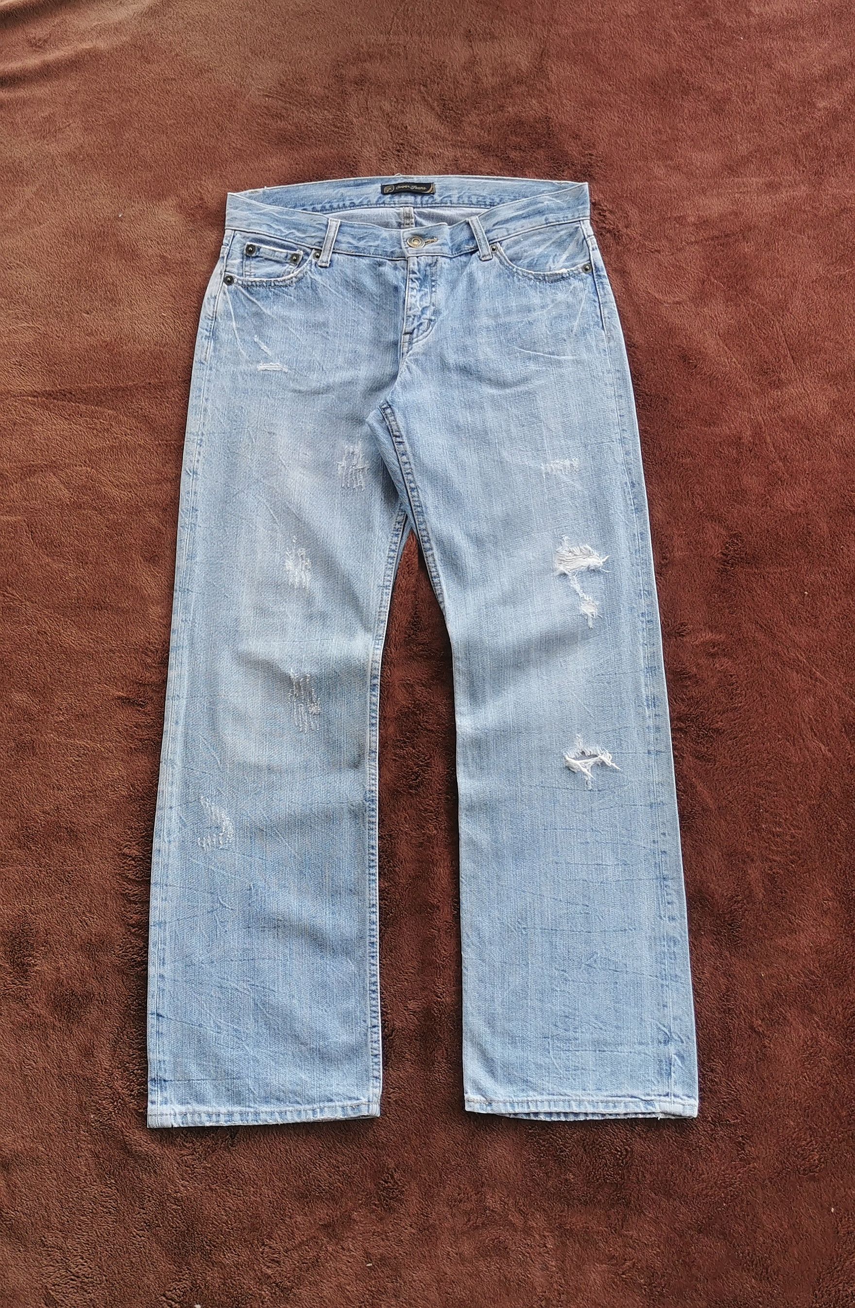 KMRii Light Wash Distressed Flare Jeans Size US 33 - 1 Thumbnail