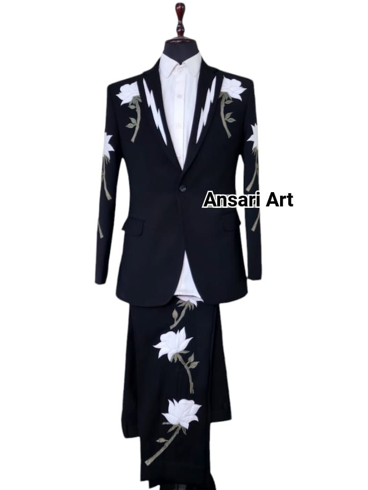 Other Men 2PC Customized floral embroidery western cocktail outfit Size 44S - 2 Thumbnail