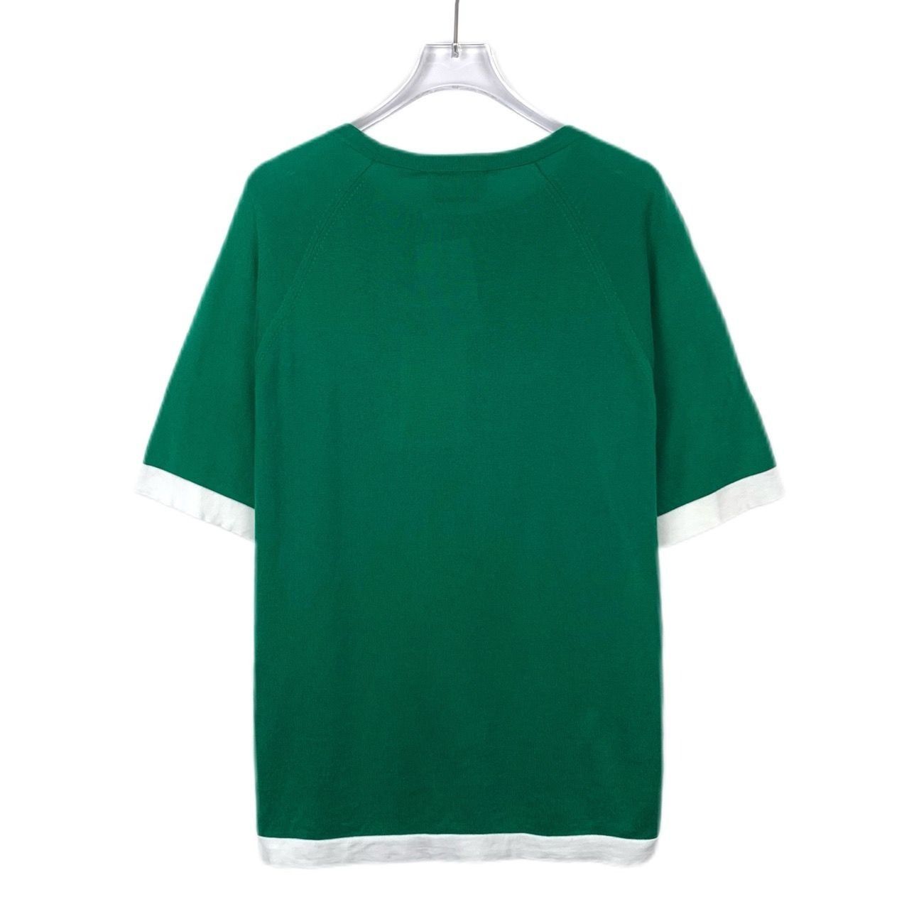 Hermes Hermès Green Cotton Knit Short-Sleeve Sweater With White Tri Size S / US 4 / IT 40 - 8 Thumbnail