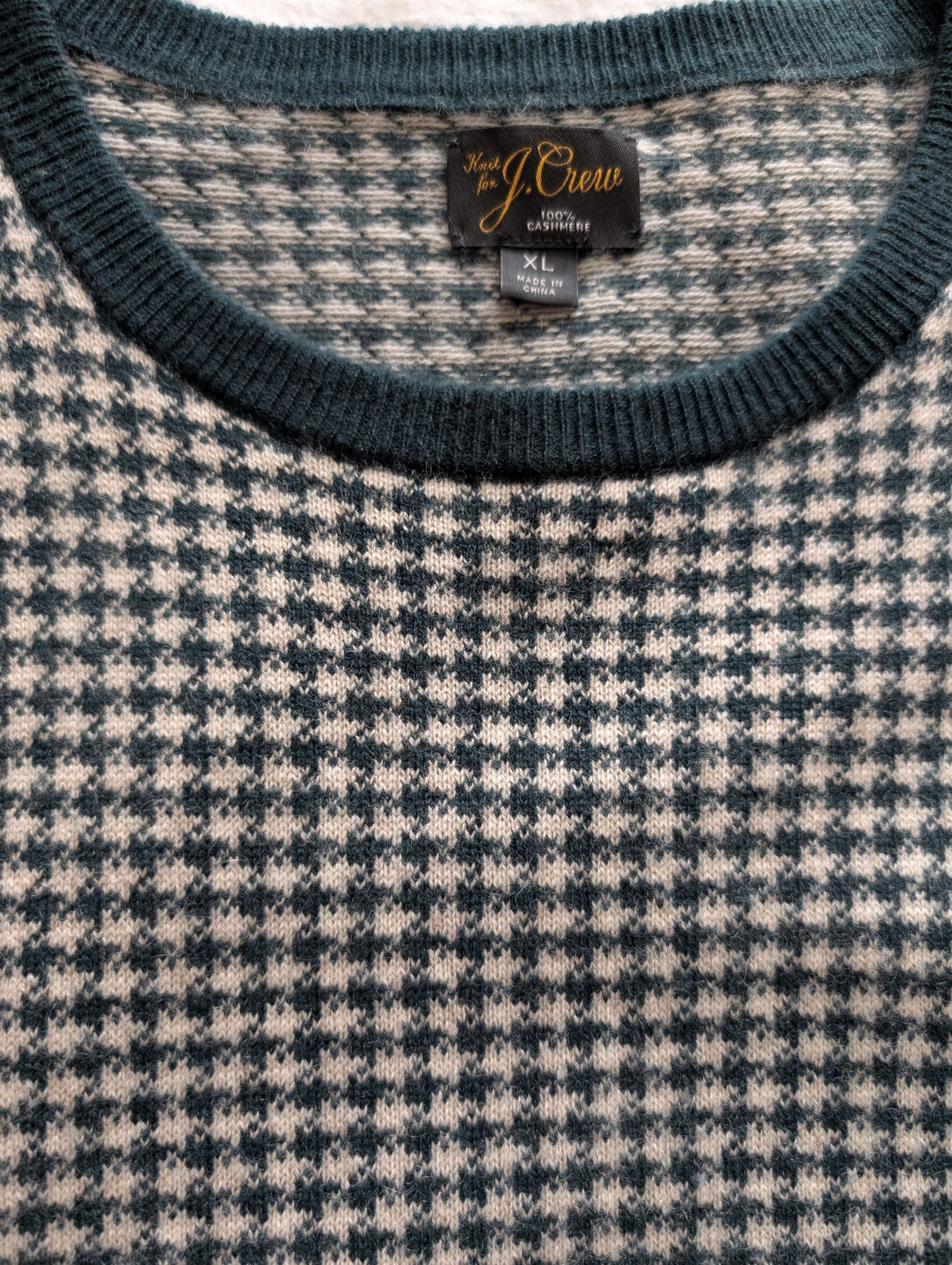 J.Crew J Crew Houndstooth Cashmere Sweater Jumper Size US XL / EU 56 / 4 - 6 Thumbnail