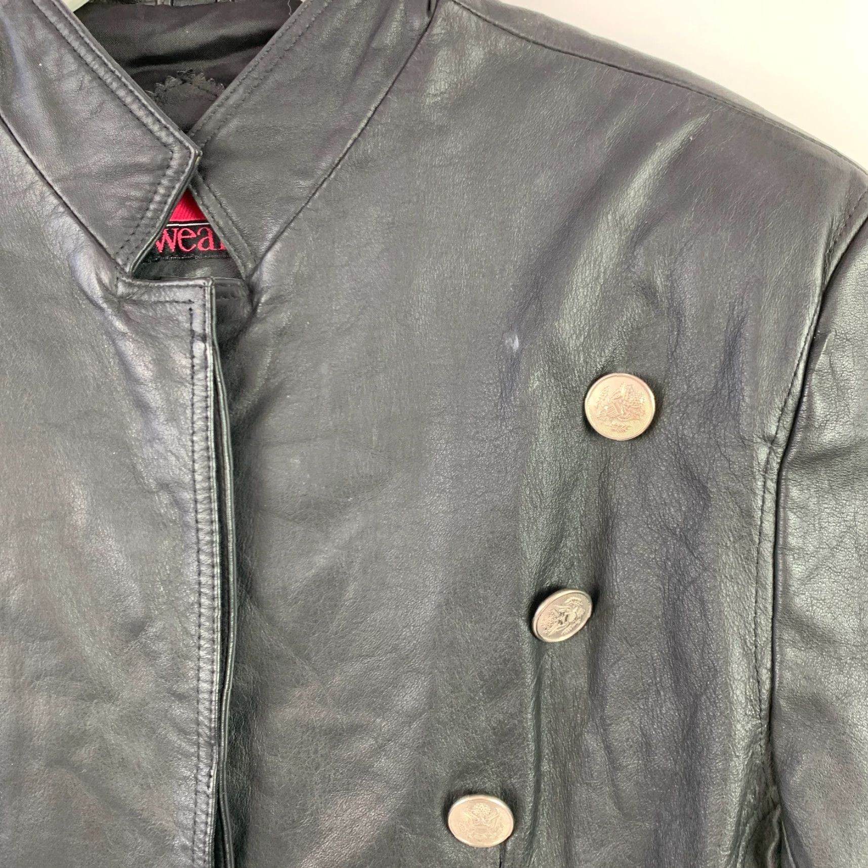 Vintage VINTAGE Virginia Slims Leather Motorcycle Jacket Women's L Black Solid Button Short Length Autumn Spring Size L / US 10 / IT 46 - 3 Thumbnail