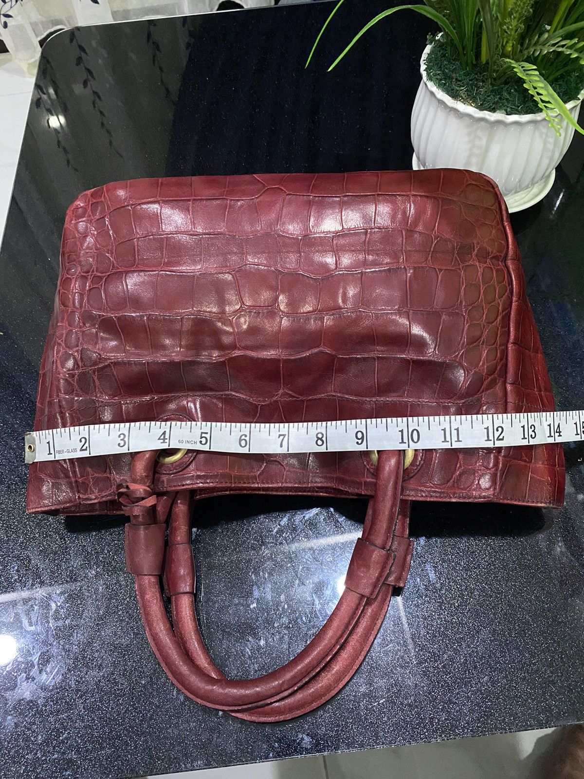 Furla Furla Burgundy Embossed Hand Bag Size ONE SIZE - 14 Thumbnail