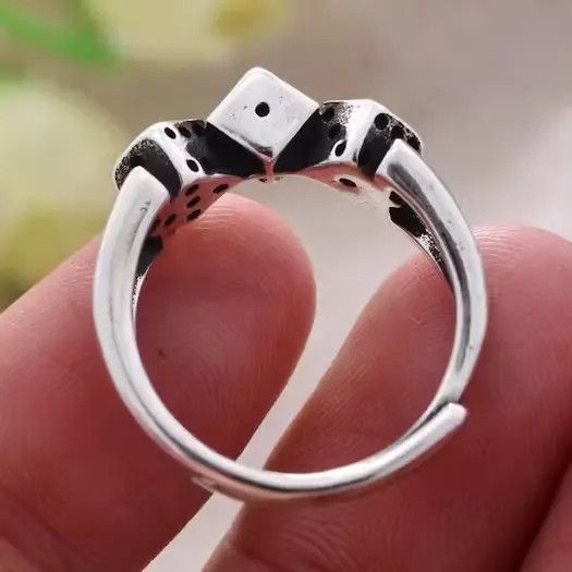 Jewelry × Vintage Dice Playing Ring Poker Card Player Game Spades Heart Chrome Size ONE SIZE - 3 Thumbnail