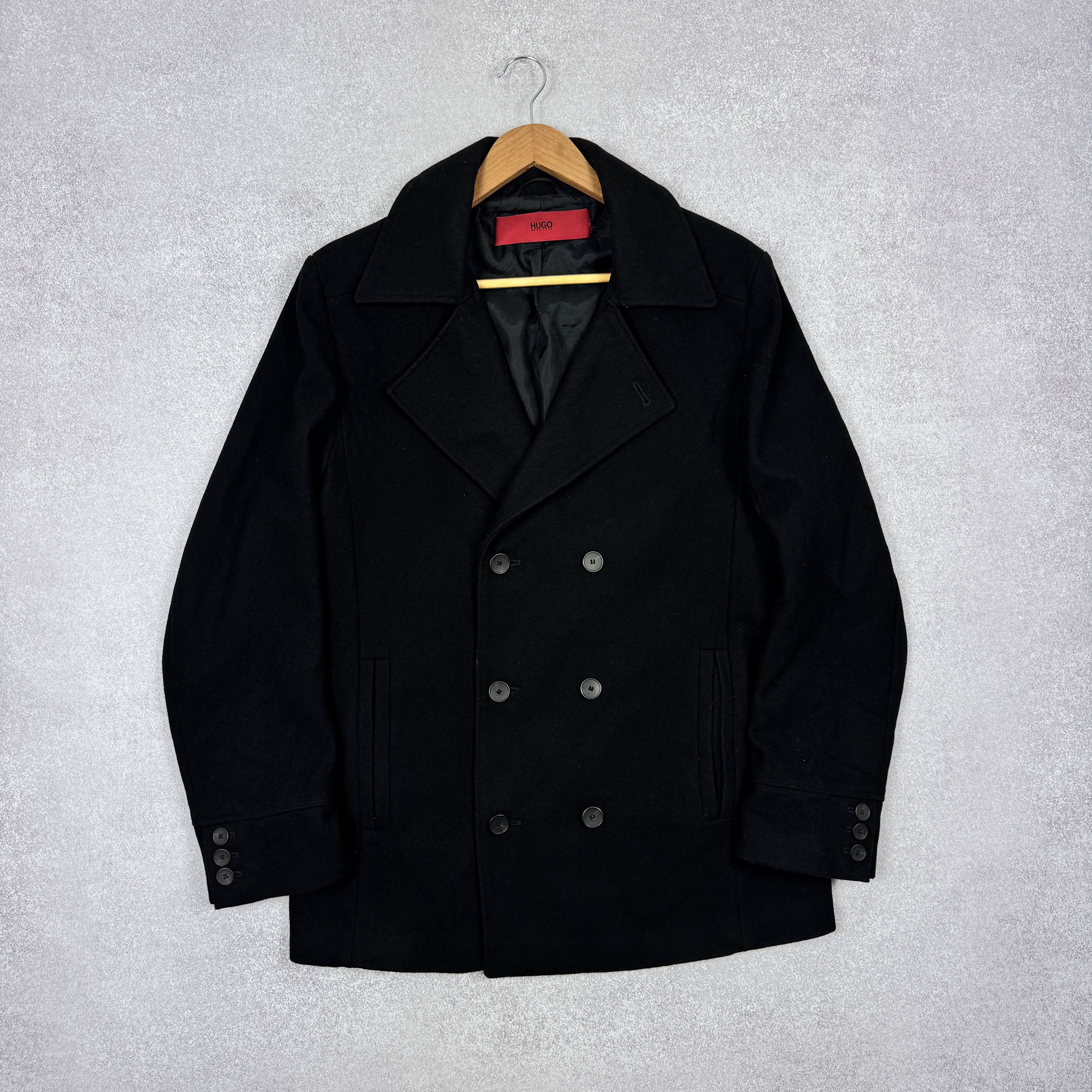 Hugo Boss Men`s HUGO BOSS BUNAR DOUBLE BREASTED WOOL PEA COAT SIZE XL Size US XL / EU 56 / 4 - 1 Thumbnail