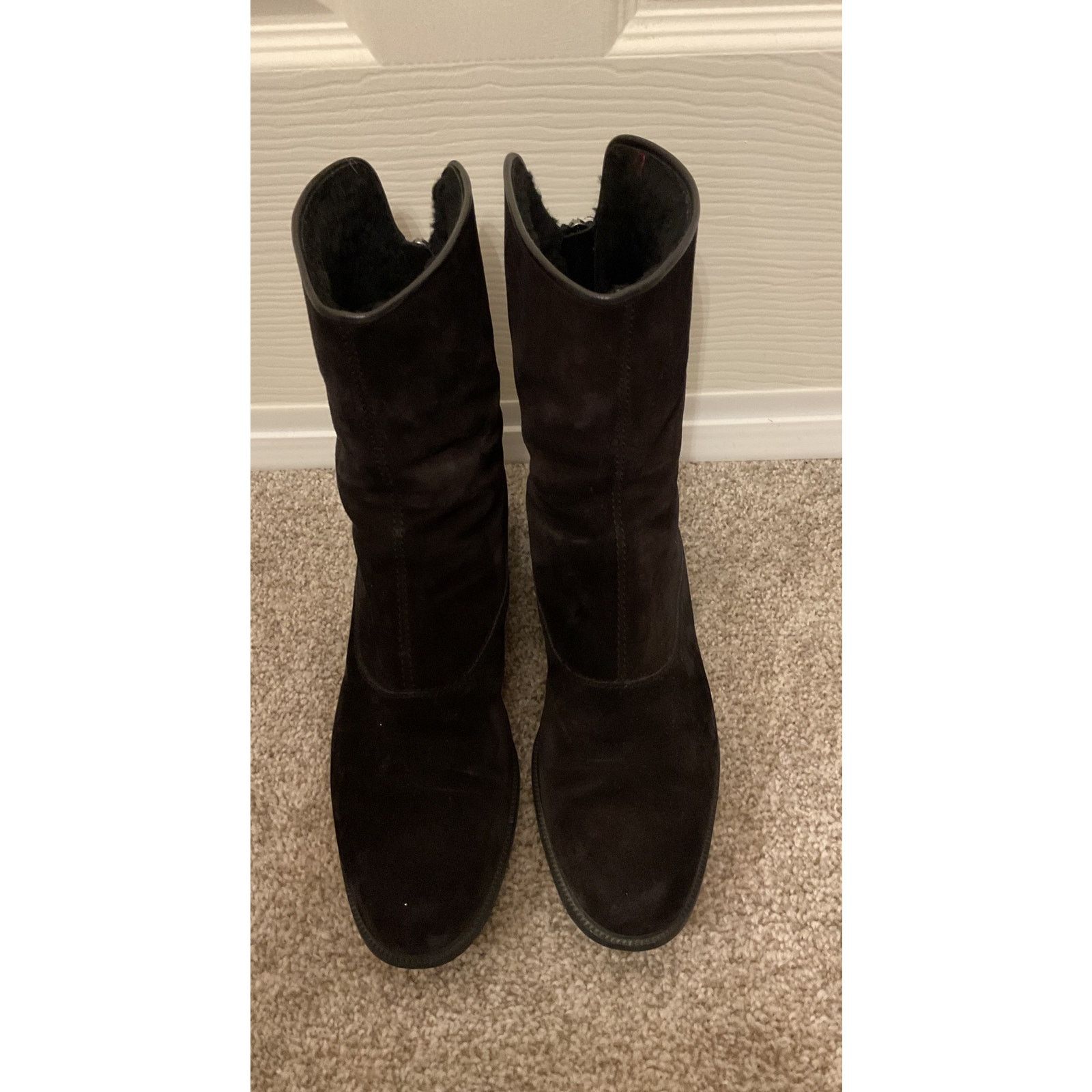 J/Slides J/Slides Black Leather Platform W's Riley Chelsea Boot, 6 Size US 6 / IT 36 - 4 Thumbnail