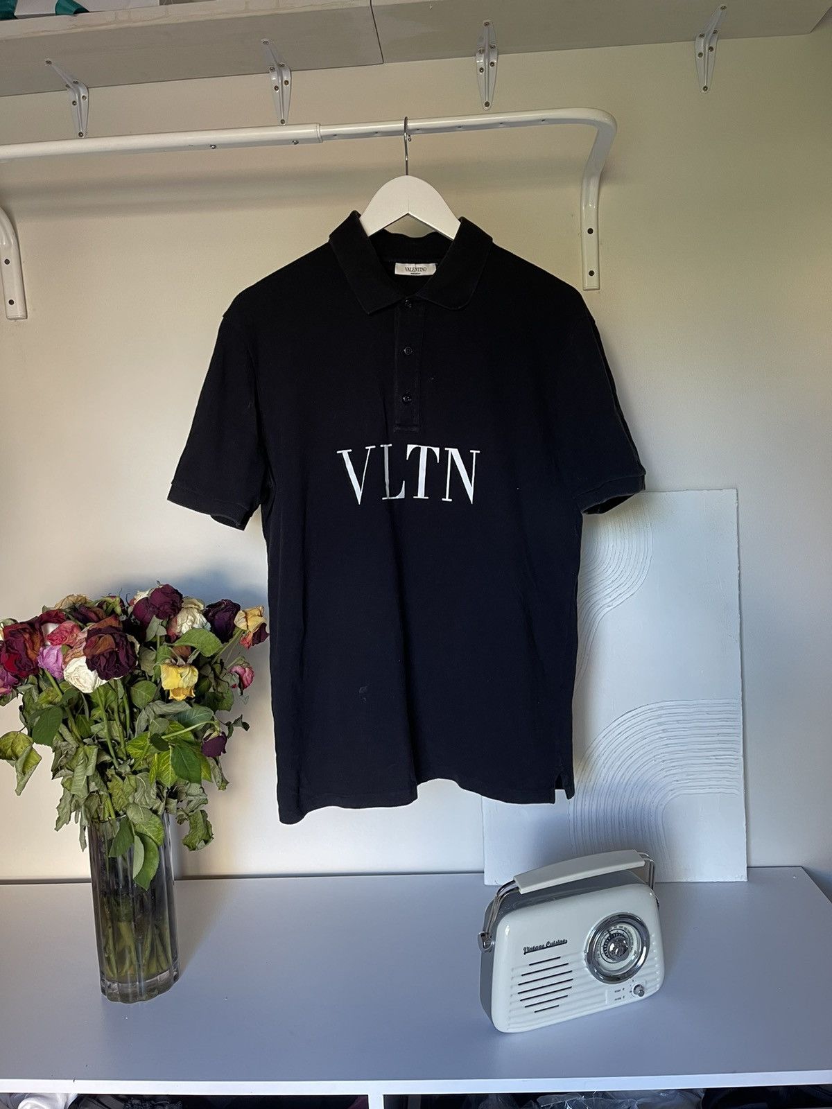 Valentino Valentino VLTN black polo tee shirt logo print Size US XL / EU 56 / 4 - 2 Thumbnail