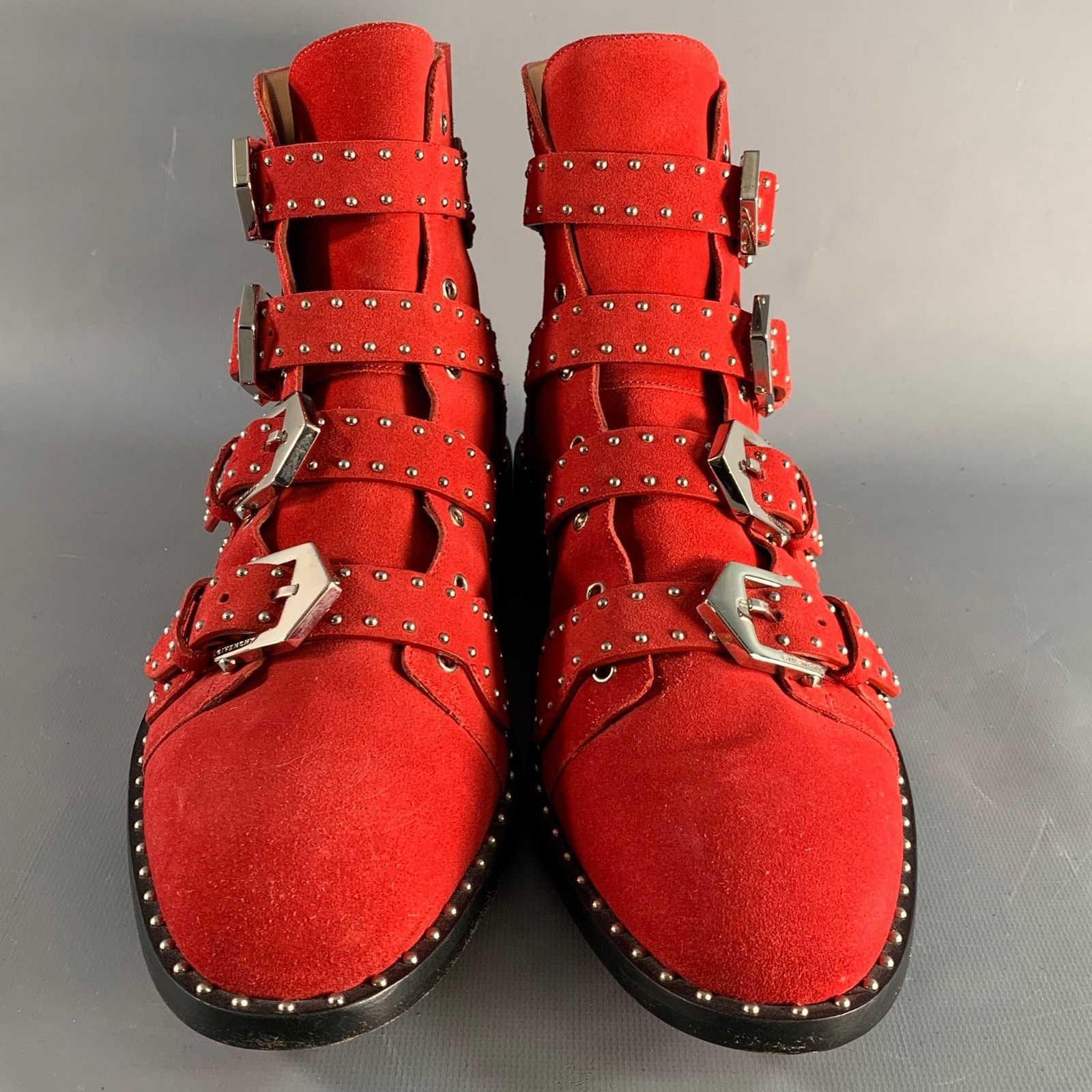 Givenchy GIVENCHY Size 9 Red Studded Leather Belted Boots Size US 9 / EU 42 - 4 Thumbnail