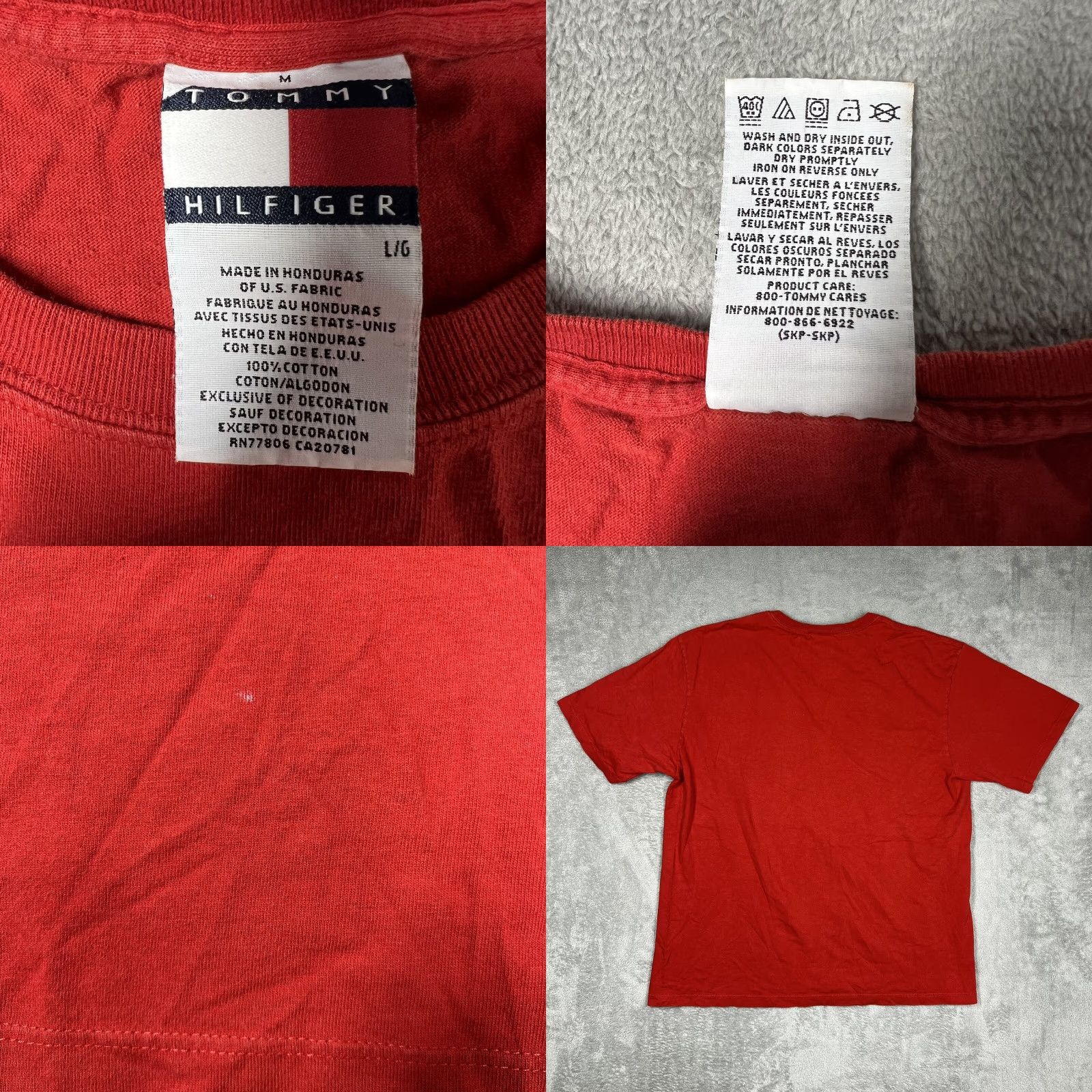 Tommy Hilfiger VINTAGE Tommy Hilfiger Men's T-Shirt Large Logo Text Graphic Print Red Tee Size US L / EU 52-54 / 3 - 8 Thumbnail