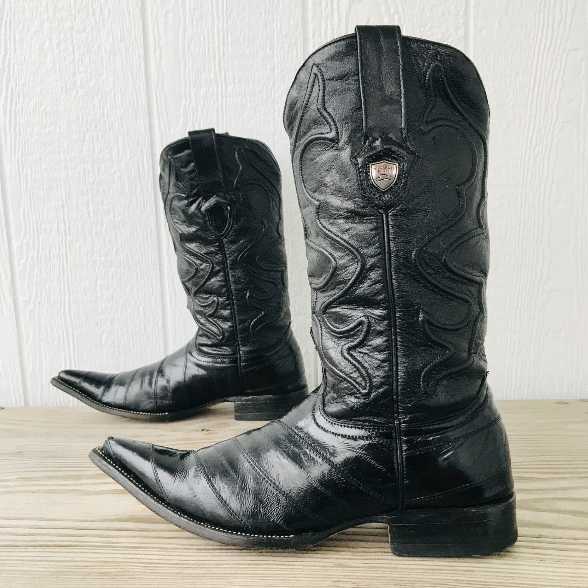 image of Wild West Eel Black Cowboy Western Boots Mens Us 8 Ee Mx 27