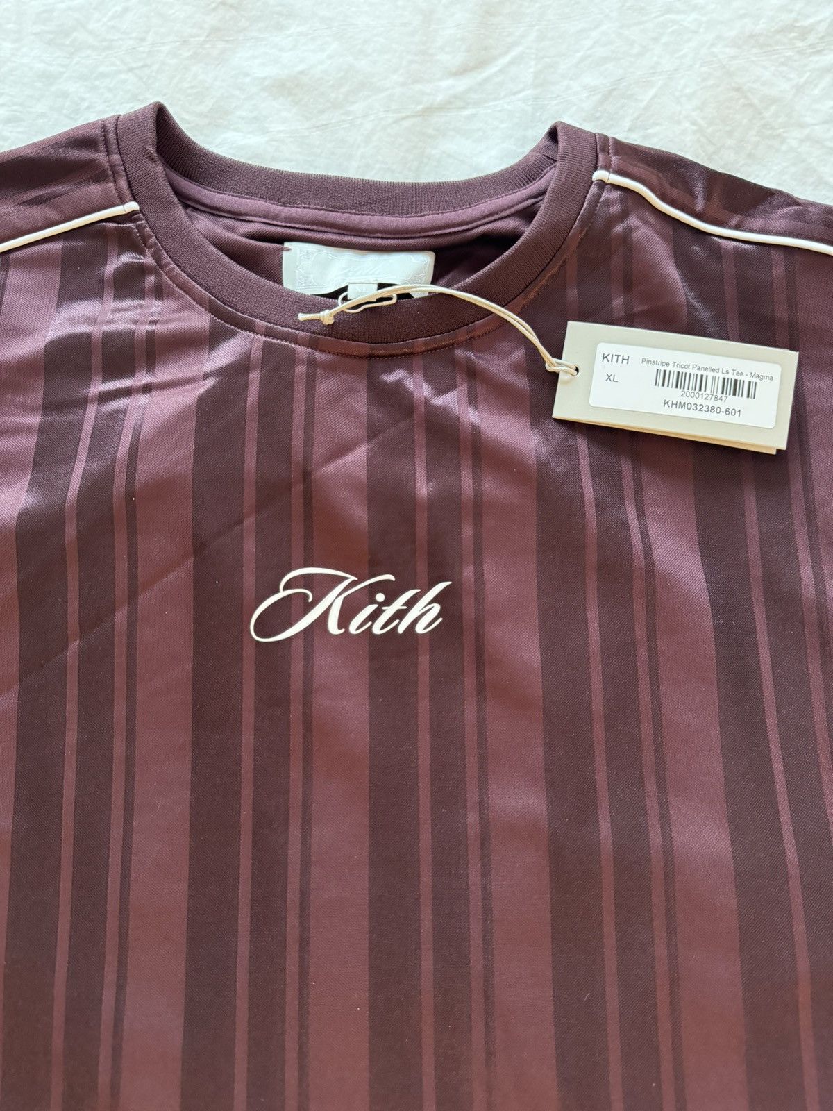 Kith Kith Pinstripe Tricot Panelled LS Tee Magma (Size XL) Size US XL / EU 56 / 4 - 5 Thumbnail
