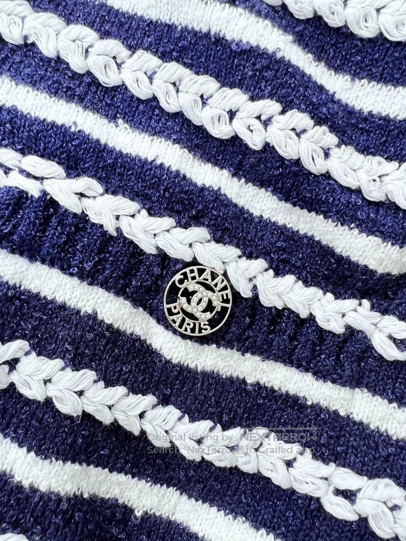 Chanel Chanel Striped knitted one-line collar top Size XXS / US 00 / IT 34 - 5 Thumbnail