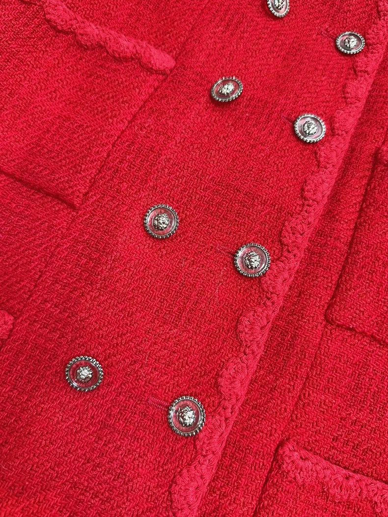 Chanel Chanel 24A red small lace double-breasted four-pocket twee Size XXS / US 00 / IT 34 - 3 Thumbnail