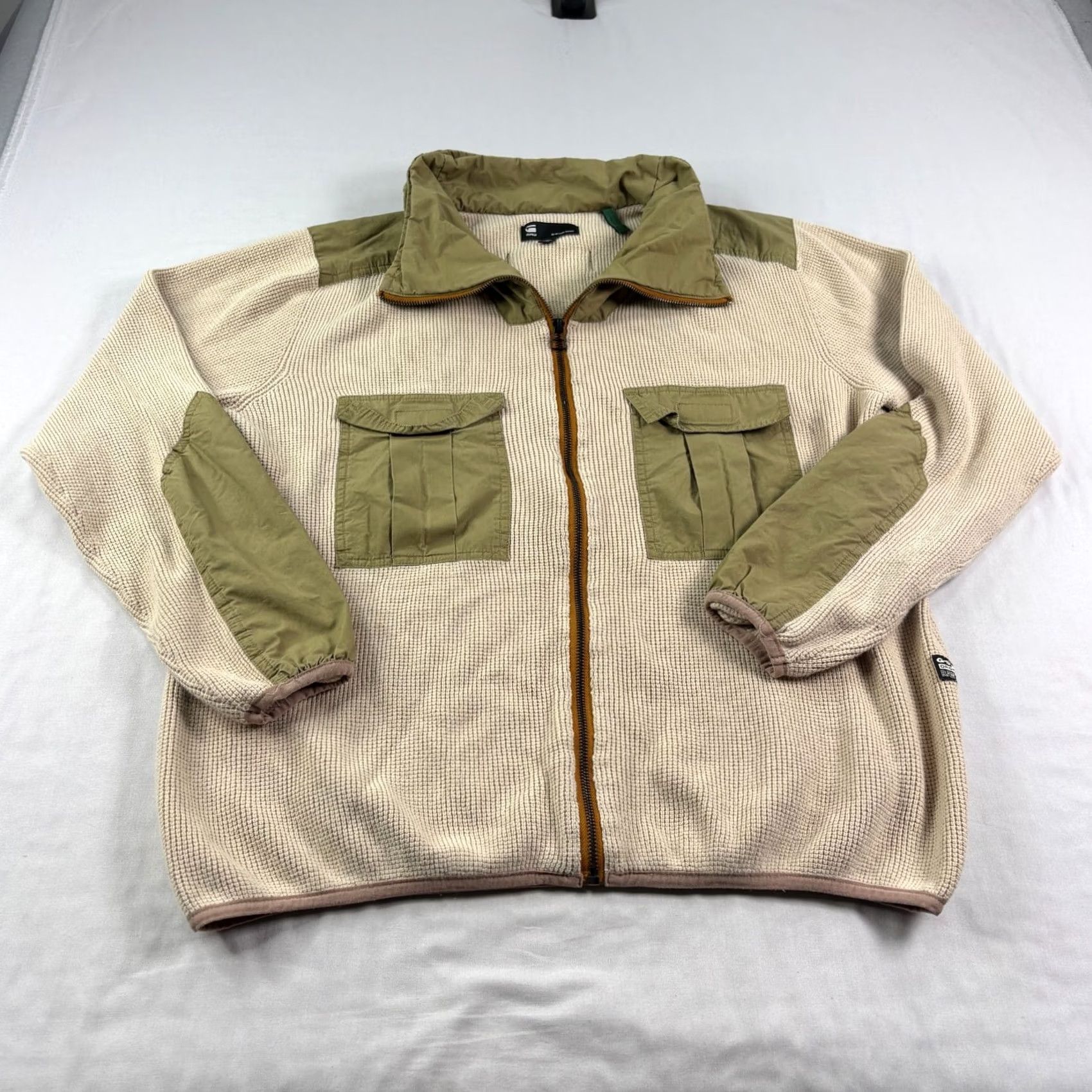 Vintage G Star Raw Jacket Mens XL Beige Full Zip Utility Cargo Knit Casual Size US XL / EU 56 / 4 - 3 Thumbnail