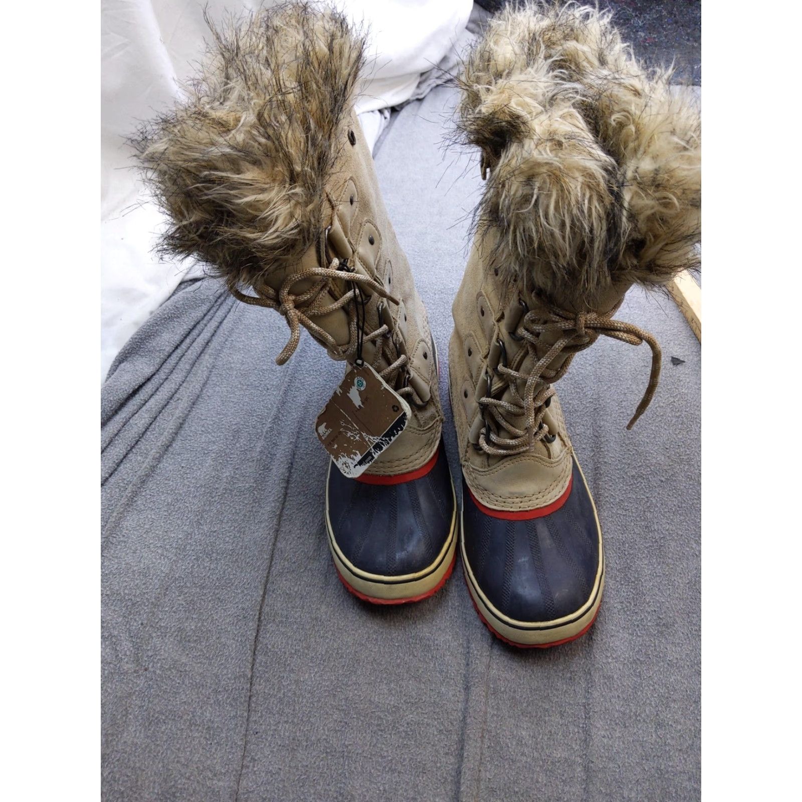 SOREL VINTAGE Sorel Joan of Arctic Snow Boots Womens Size 8 40 Beige Suede Mid Calf Waterproof Size US 8 / IT 38 - 3 Thumbnail