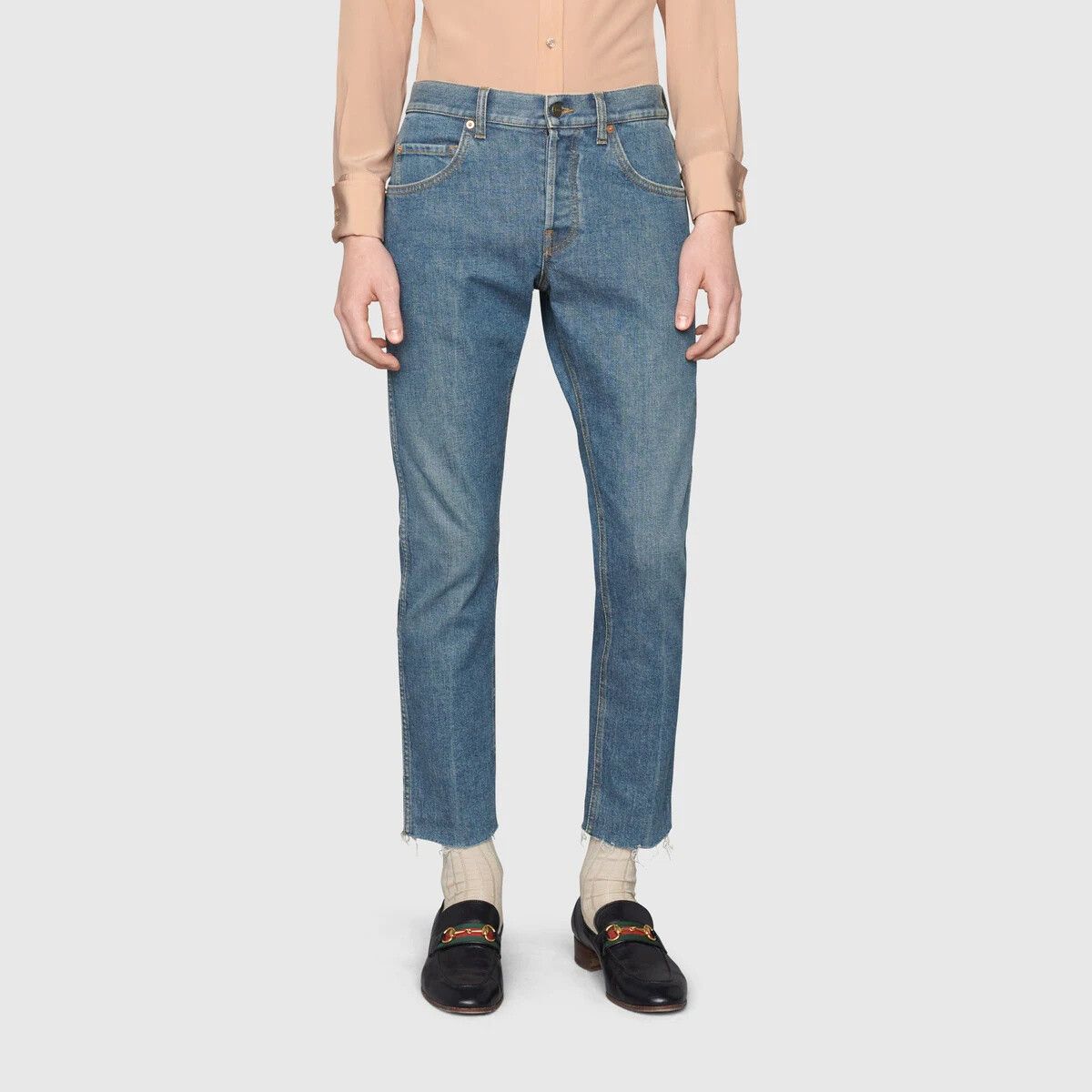 Gucci oc11z1025 Stretch Denim Pant With Raw Cut Hem in Blue Size US 32 / EU 48 - 3 Thumbnail