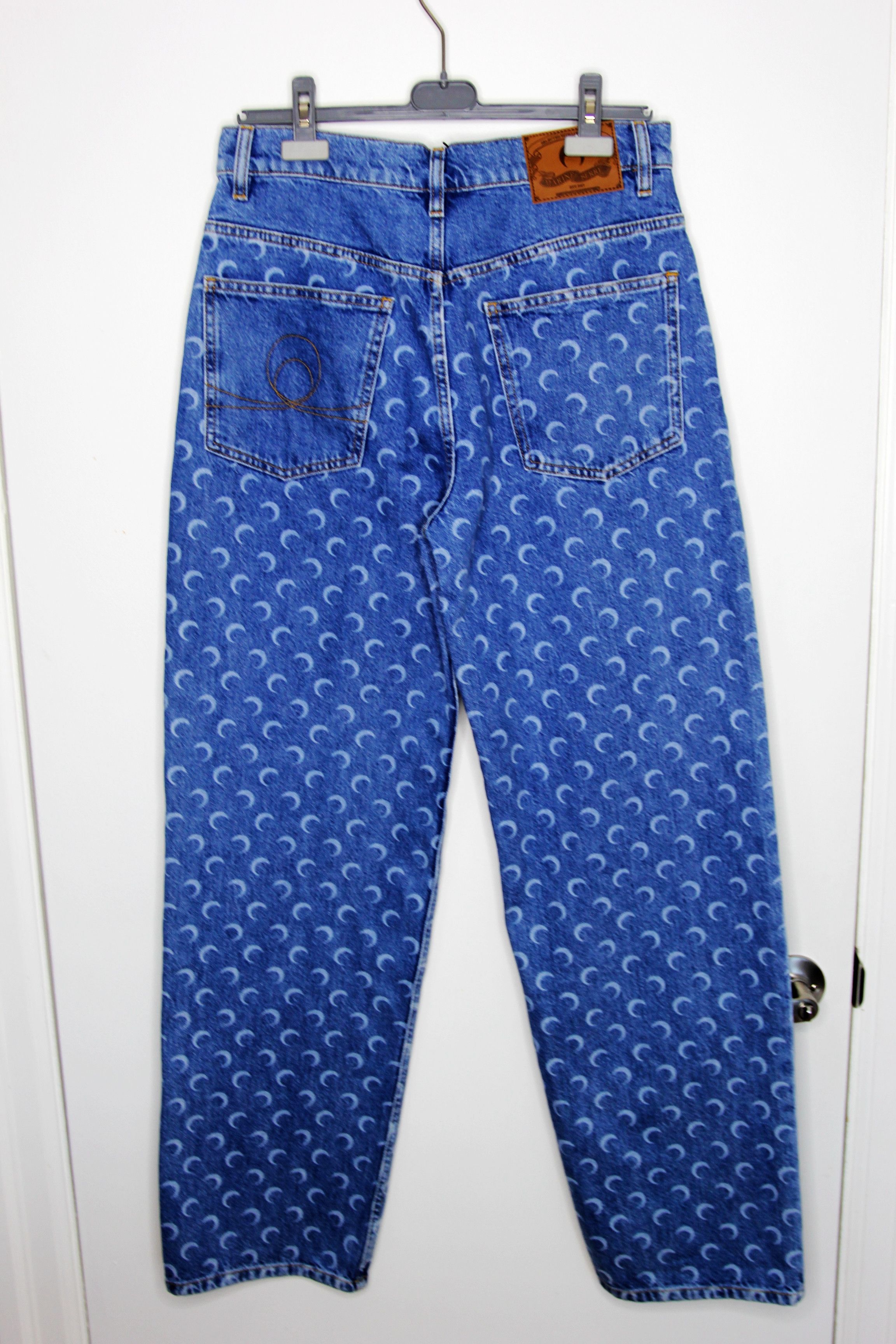 Marine Serre BNWT AW25 MARINE SERRE MOON LASER WASH DENIM BAGGY JEANS 48 Size US 32 / EU 48 - 3 Thumbnail