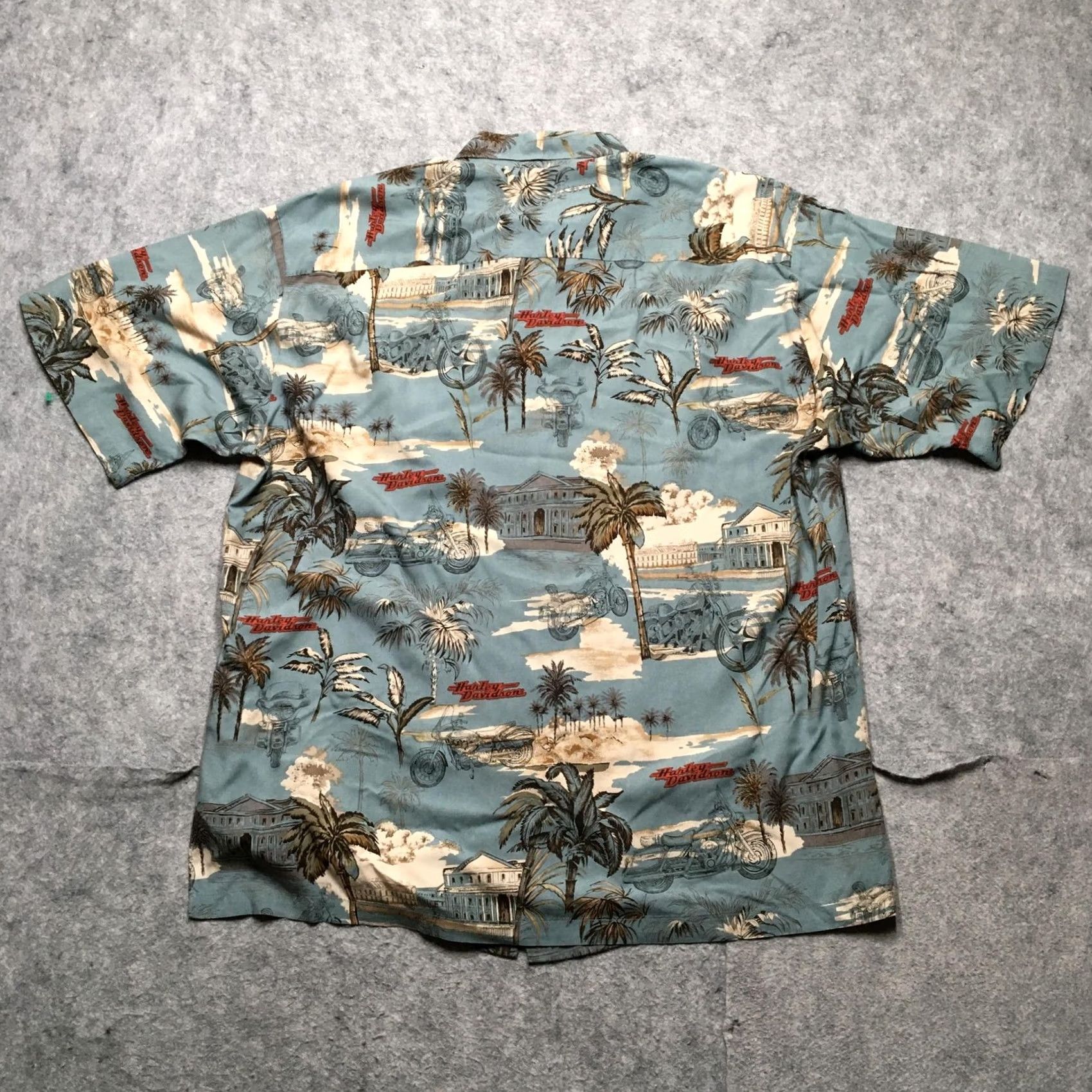 Harley Davidson VINTAGE Harley-Davidson Shirt Mens Large Blue Hawaiian Motorcycle Made USA Size US L / EU 52-54 / 3 - 5 Thumbnail