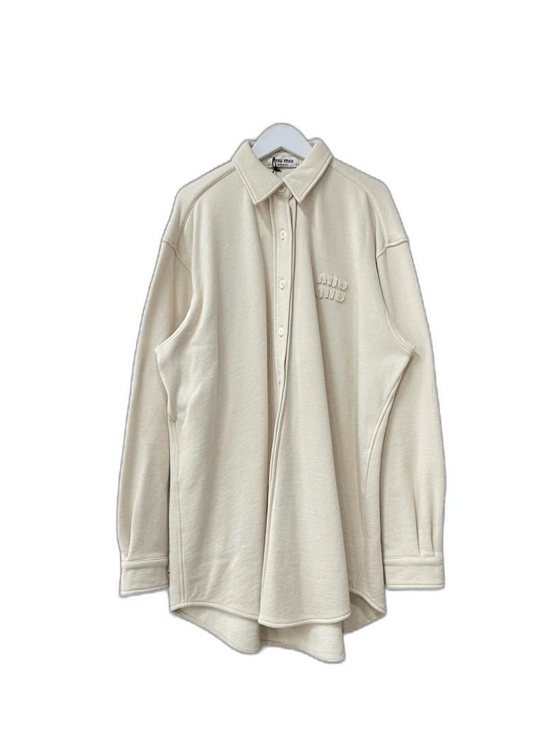 Miu Miu Miu Miu Long Sleeve Shirt in Beige Size US S / EU 44-46 / 1 - 1 Thumbnail