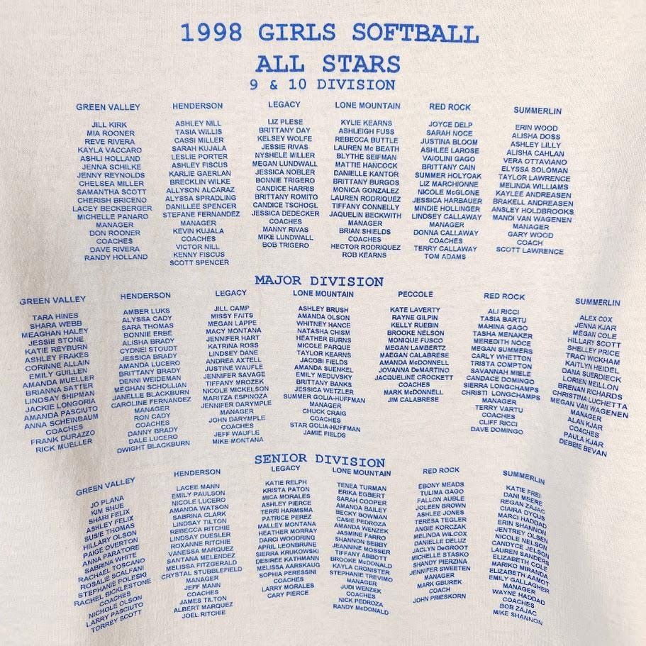 Vintage Vintage Softball All Stars T Shirt Mens Size Large White Size US L / EU 52-54 / 3 - 4 Thumbnail