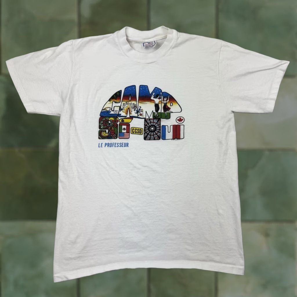 Vintage VINTAGE French Camp T Shirt Adult Medium 80s Outdoor Le Professeur Size US M / EU 48-50 / 2 - 1 Thumbnail