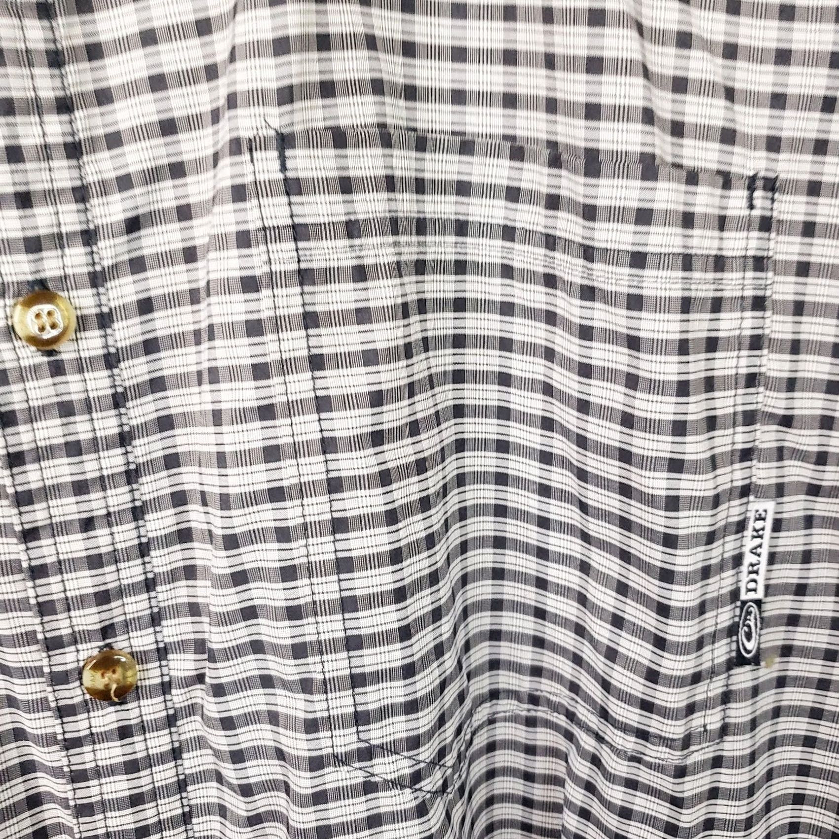 Vintage Drake Shirt Mens 3XL Blue White Plaid Short Sleeve Button Up Nylon Polyester Size US XXL / EU 58 / 5 - 7 Thumbnail