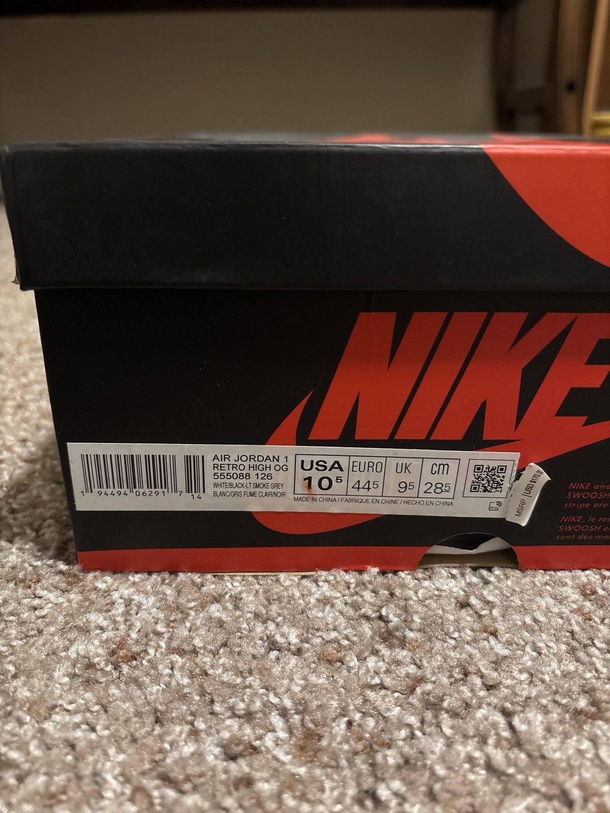 Jordan Brand × Nike Air Jordan 1 High “Light Smoke Grey” Size US 10.5 / EU 43-44 - 7 Thumbnail
