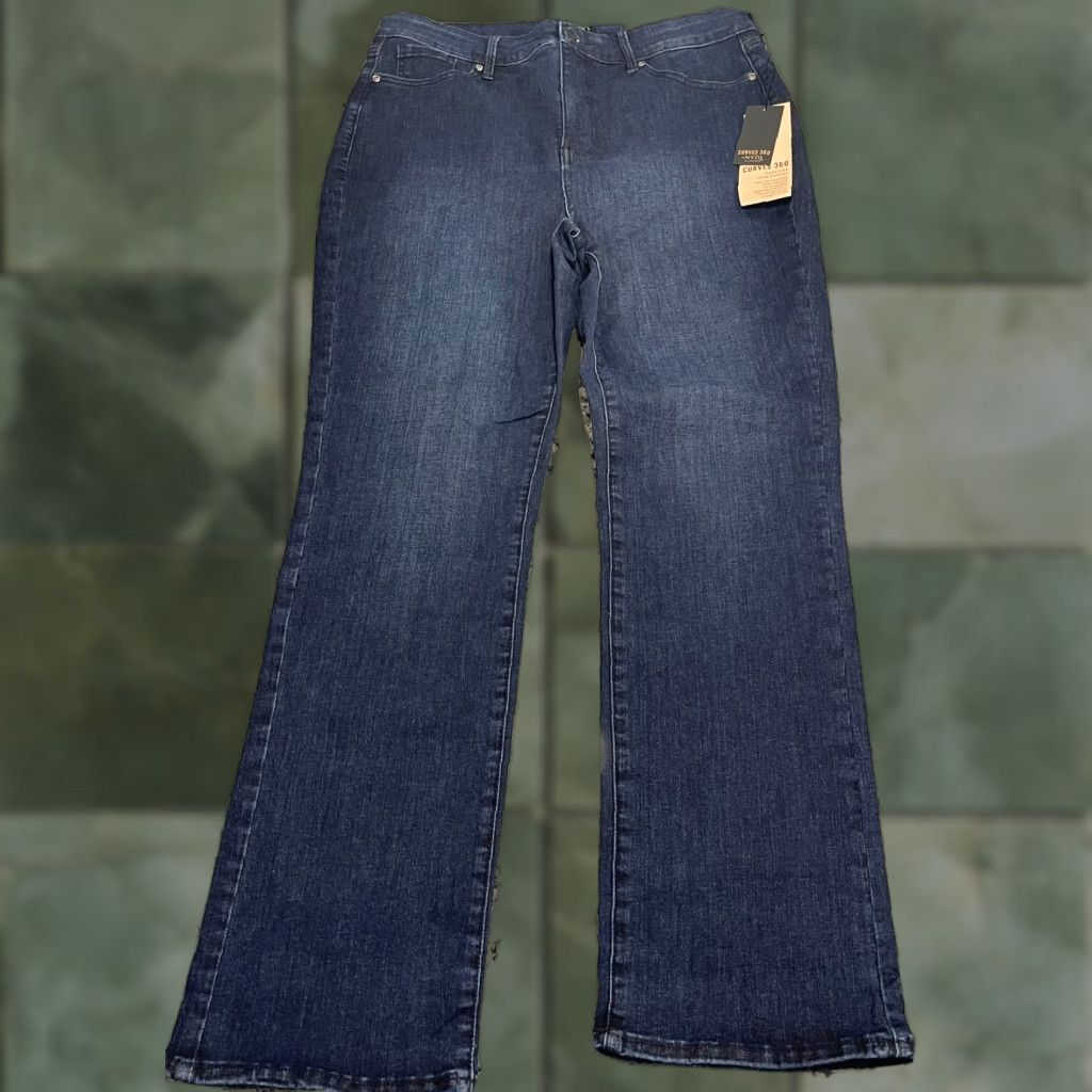 NYDJ VINTAGE NYDJ Curve Shaper Marilyn Straight Jeans Underground 12 33x31 Blue Womens Jeans Size 34" / US 12 / IT 48 - 1 Thumbnail
