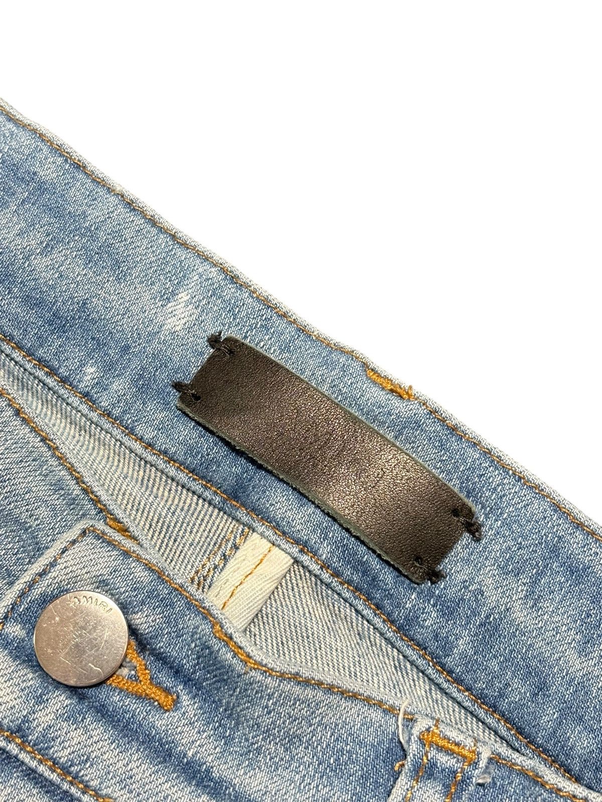 Amiri Amiri Mx1 Light Wash Serif Logo Purple Patch Jeans - Size 34 Size US 34 / EU 50 - 5 Thumbnail