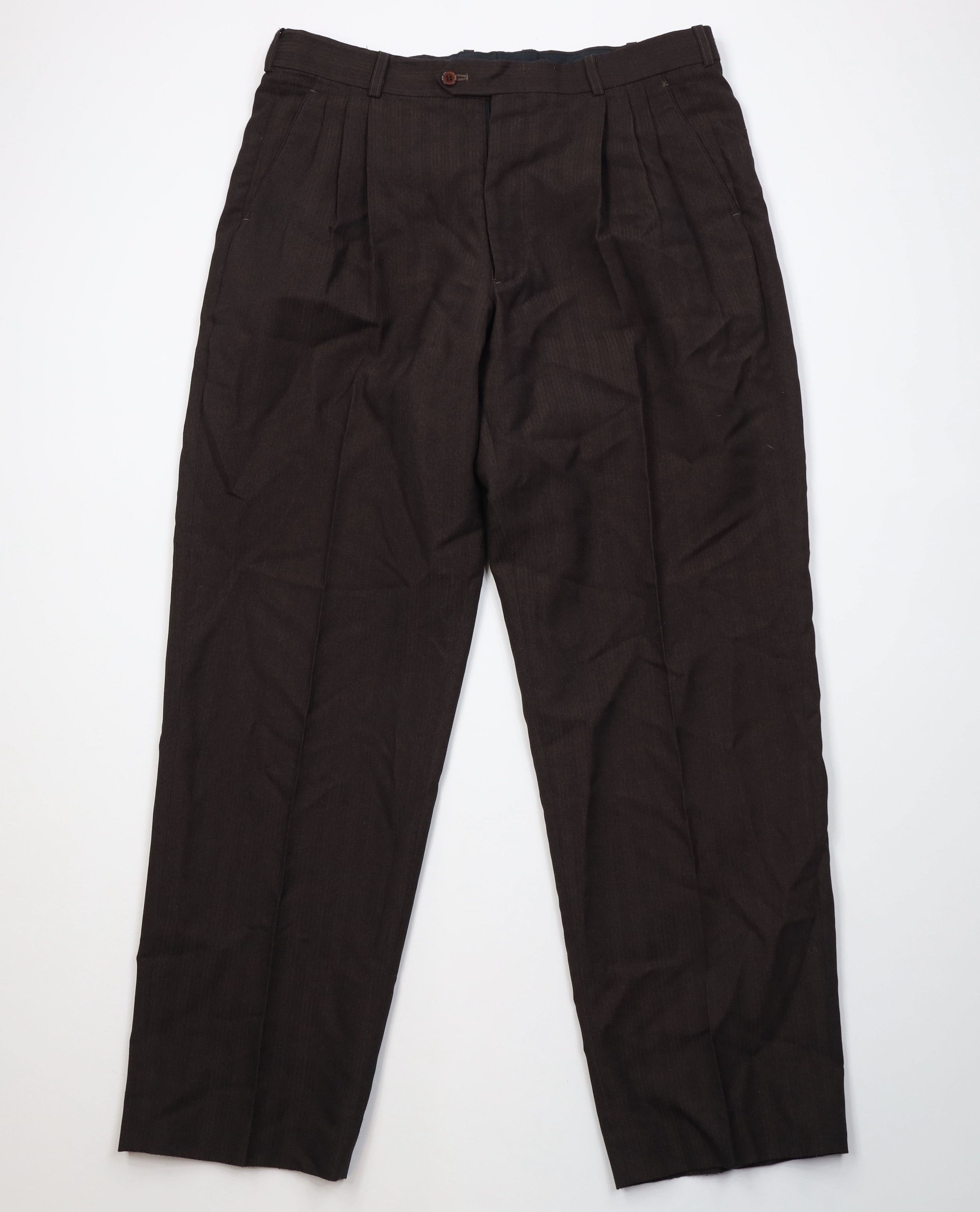 Vintage Vintage 90s Streetwear Knit Wide Leg Chino Pants Brown Size US 38 / EU 54 - 1 Thumbnail