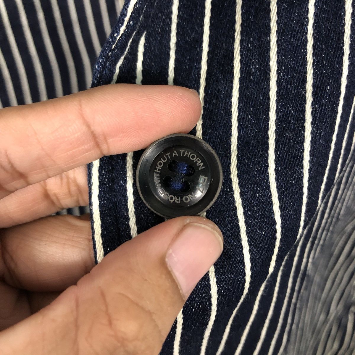 Indigo 📌Vintage Denim Indigo Striped Design Hickory B7 Issey Miyake Size US M / EU 48-50 / 2 - 18 Thumbnail