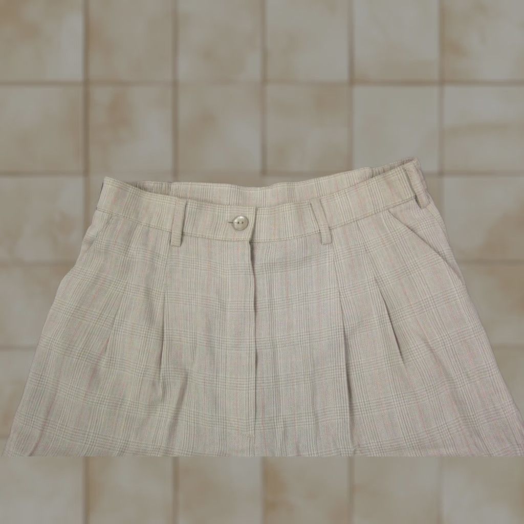 Vintage VINTAGE Tail Shorts Womens 8 Beige Plaid High Rise Pleated Wool Ladies 80s Mens? Size 30" / US 8 / IT 44 - 1 Thumbnail