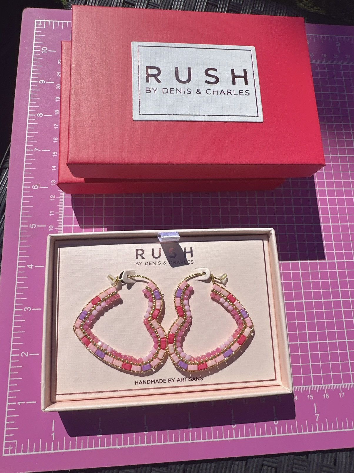 Designer RUSH BY DENIS & CHARLES earrings heart shaped beaded loops Size ONE SIZE - 8 Thumbnail